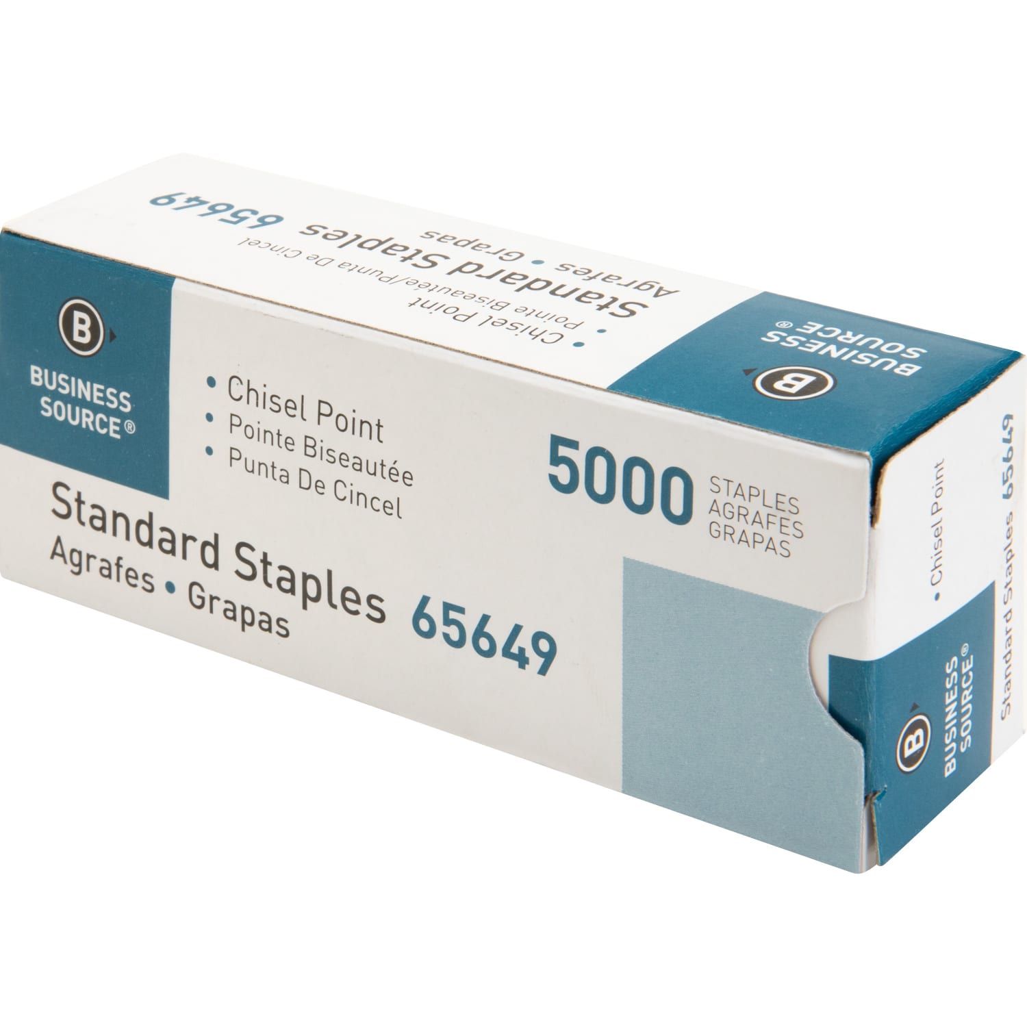 Business Source Standard Staples - 210 Per Strip - 1/4in Leg - 1/2in Crown - Holds 30 Sheet(s) - Chisel Point - Silver - 5000 / Box - Image 5