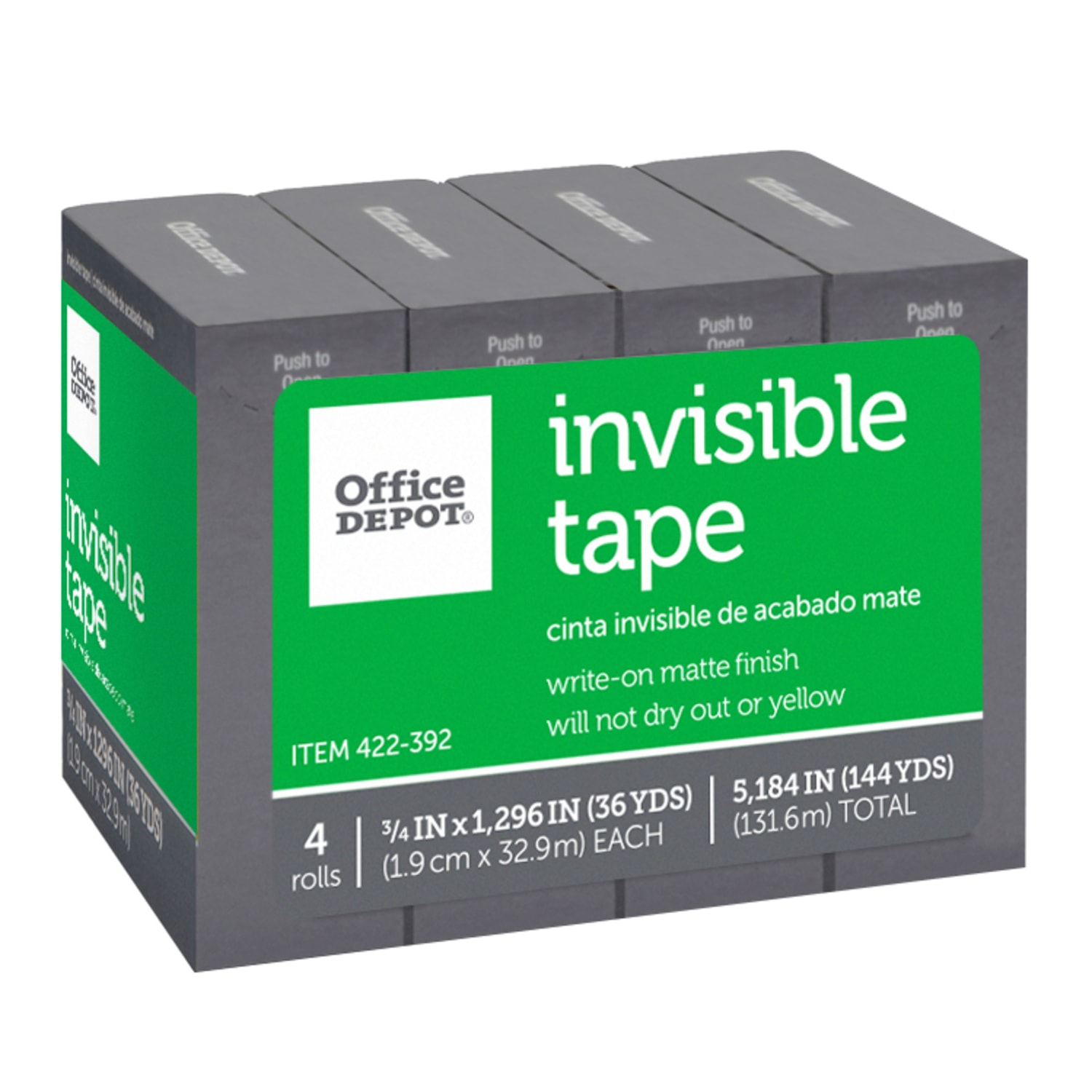 Office Depot Brand Invisible Tape, 3/4in x 1296in, Clear, Pack of 4 rolls - Image 3