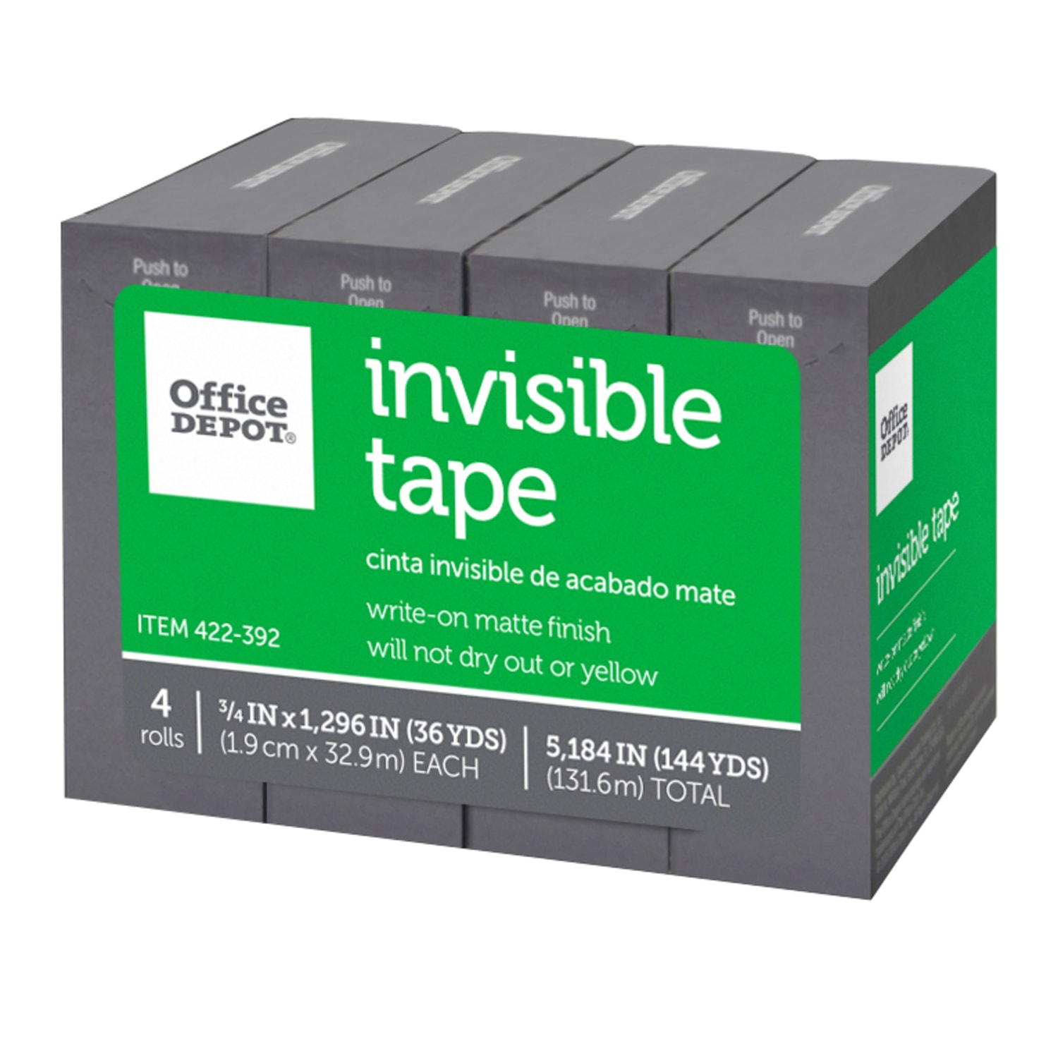 Office Depot Brand Invisible Tape, 3/4in x 1296in, Clear, Pack of 4 rolls - Image 4