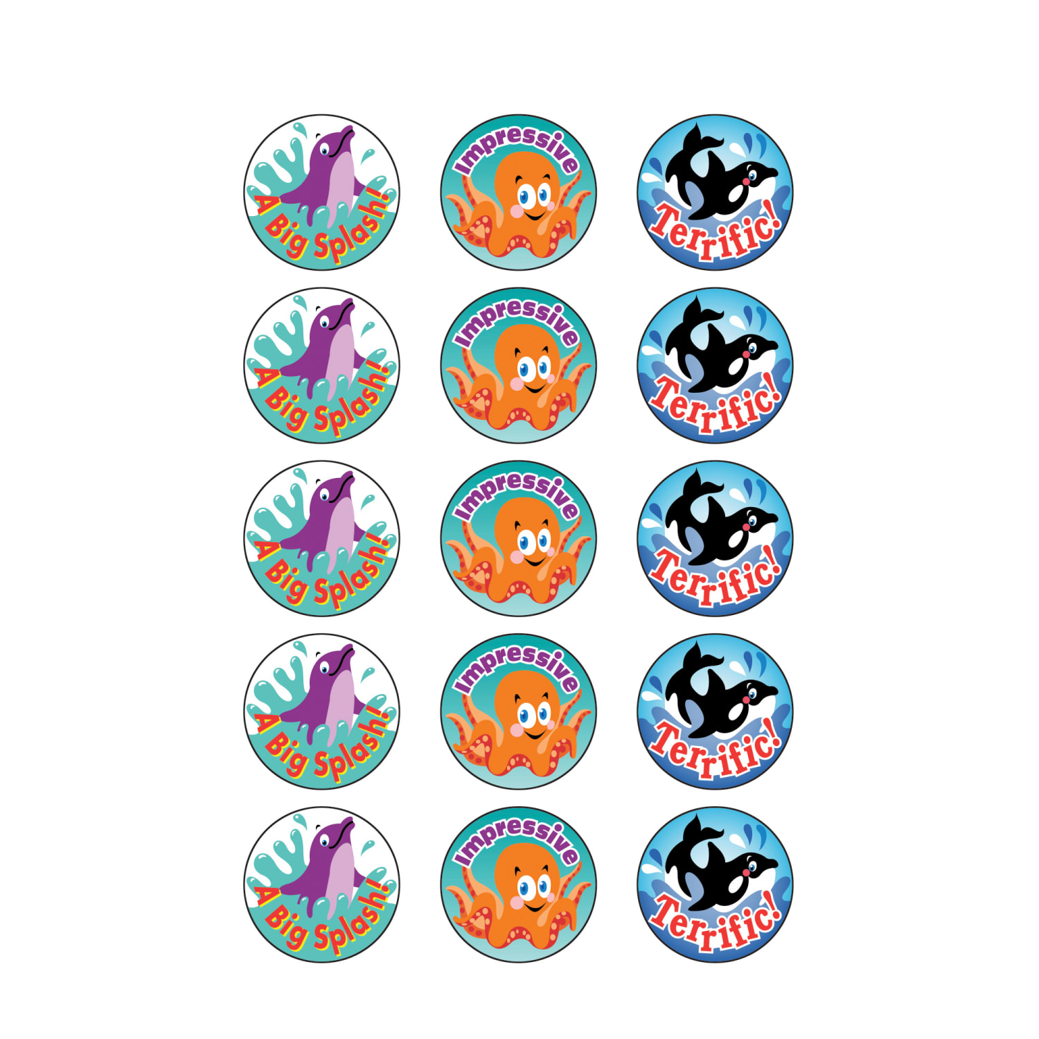 Trend Stinky Stickers, Sea Animals/Blueberry, 60 Stickers Per Pack, Set Of 6 Packs - Image 3
