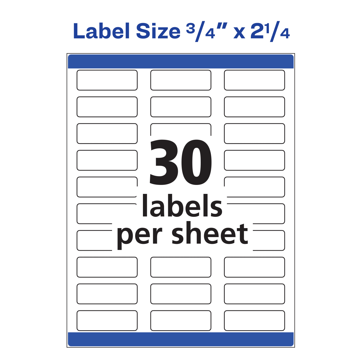 Avery Print-to-the-Edge Copier Address Labels - 3/4in Width x 2 1/4in Length - Permanent Adhesive - Rectangle - Laser - White - Paper - 30 / Sheet - 25 Total Sheets - 750 Total Label(s) - 750 / Pack - Image 6