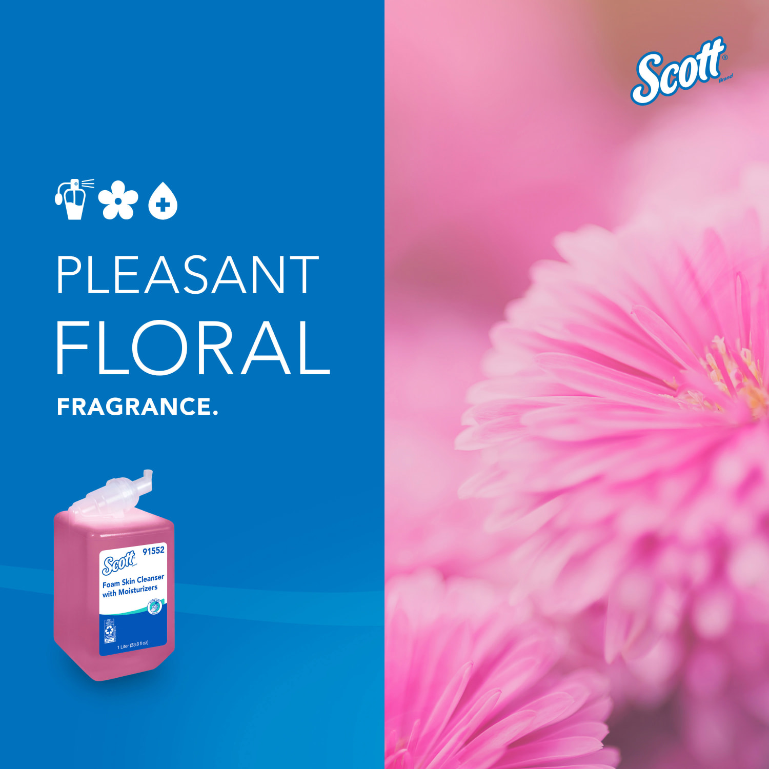 Scott Foam Skin Cleaner With Moisturizers, Floral, 33.8 oz (1,000mL), Pink - Image 5