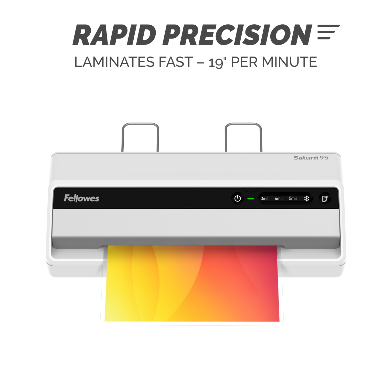 Fellowes Saturn 95 Thermal and Cold Laminator Machine with 10-Sheet Starter Kit, 9.5 inch, Easy and Fast Warm-Up, Jam-Free Design - Image 4