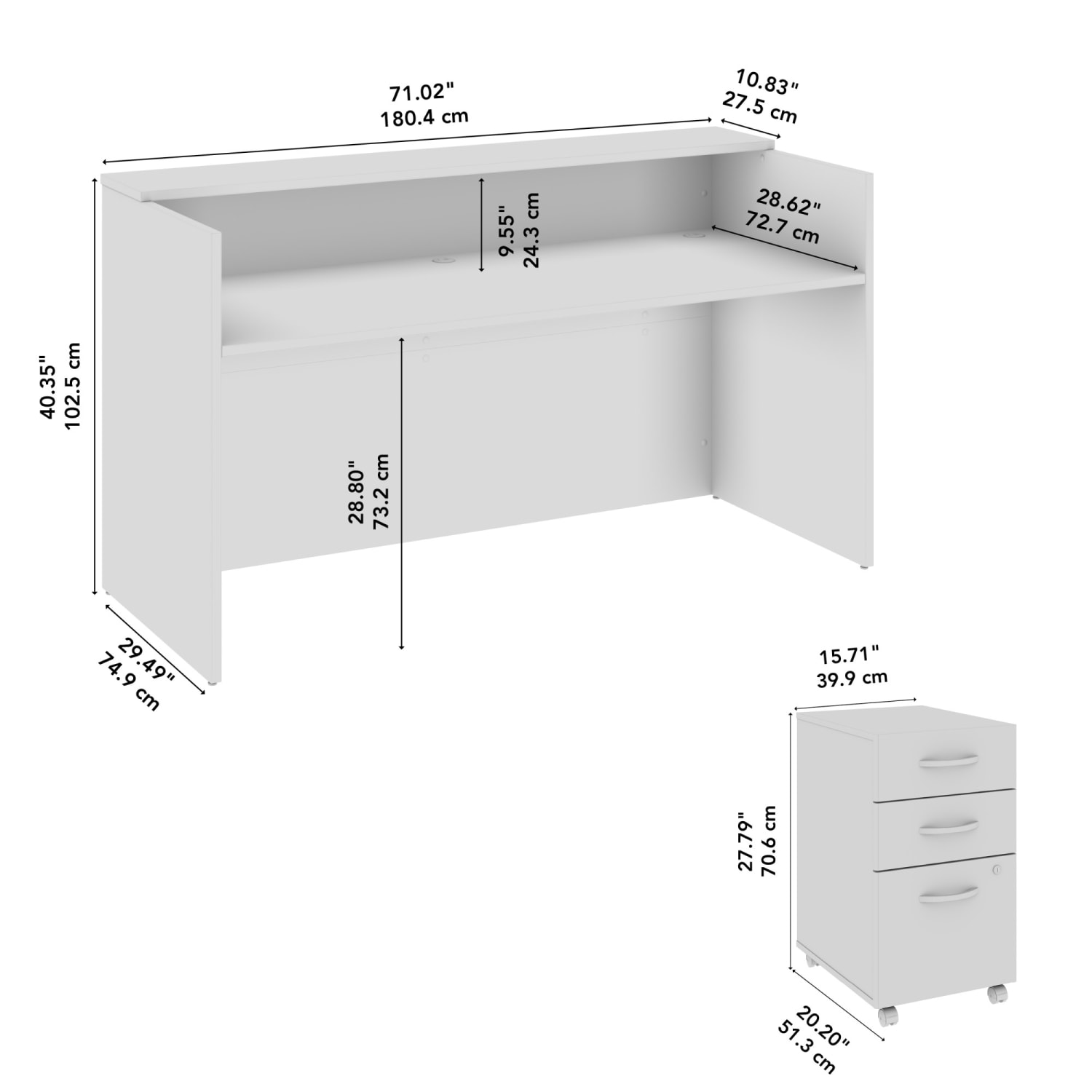 Bush Business Furniture Arrive 72inW Reception Desk with Shelf and Mobile File Cabinet, Mocha Cherry, Standard Delivery - Image 6