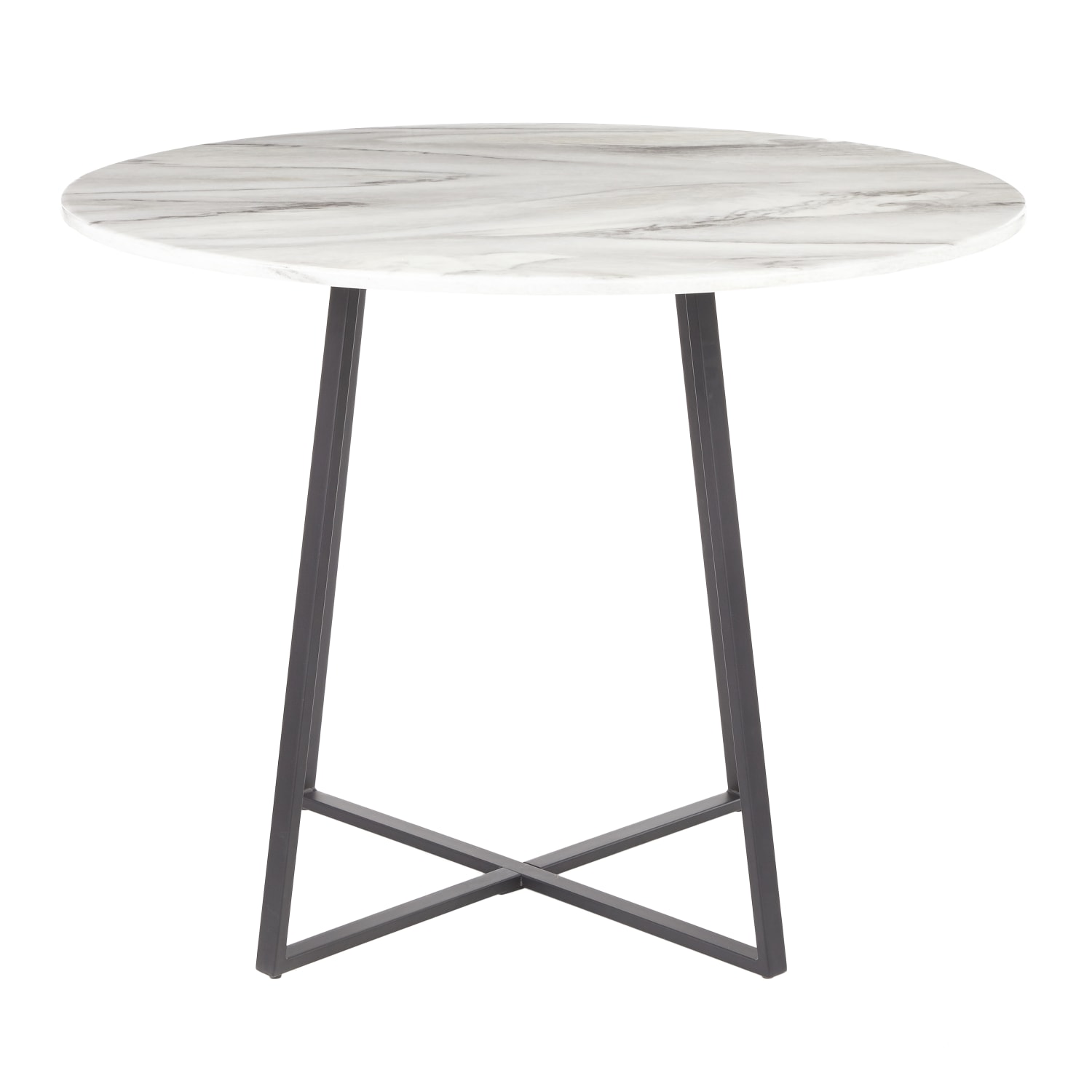 LumiSource Cosmo Marble Dining Table, 31inH x 39-1/2inW x 39-1/2inD, White/Black - Image 3