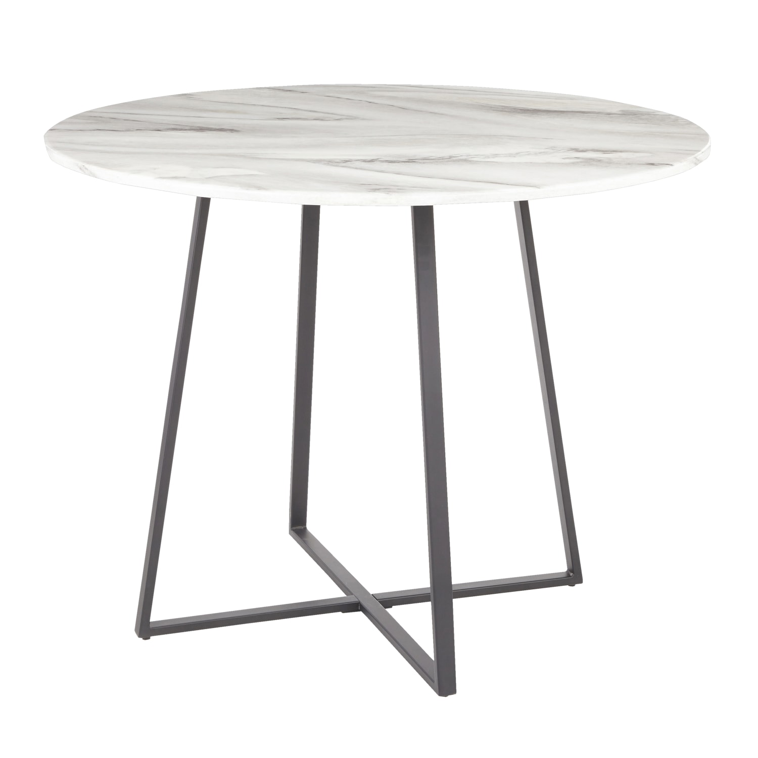 LumiSource Cosmo Marble Dining Table, 31inH x 39-1/2inW x 39-1/2inD, White/Black - Image 4