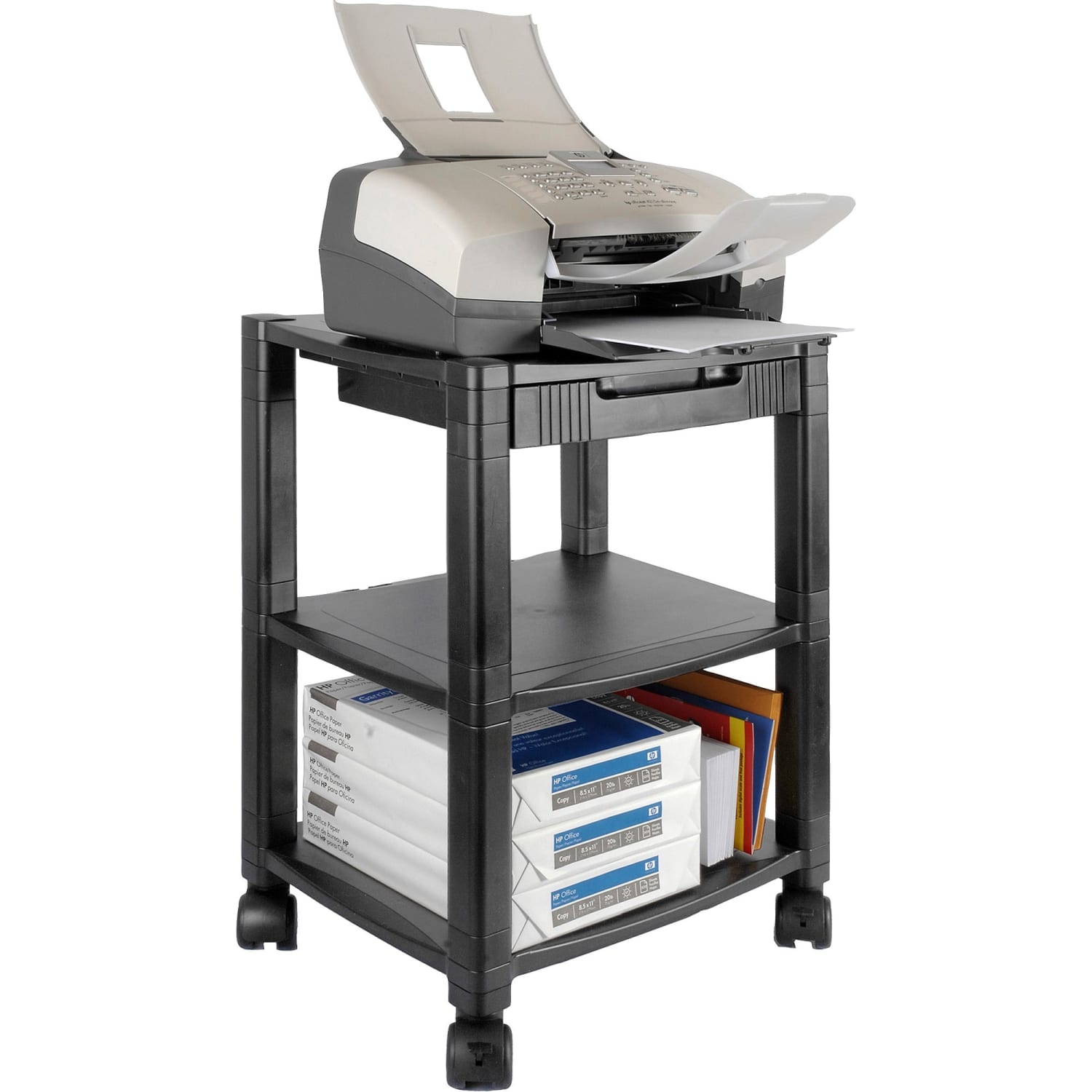 Kantek 3-Shelf Mobile Printer/Fax Stand, 19 3/4in-24 1/4inH x 17inW x 13 1/4inD, Black - Image 5