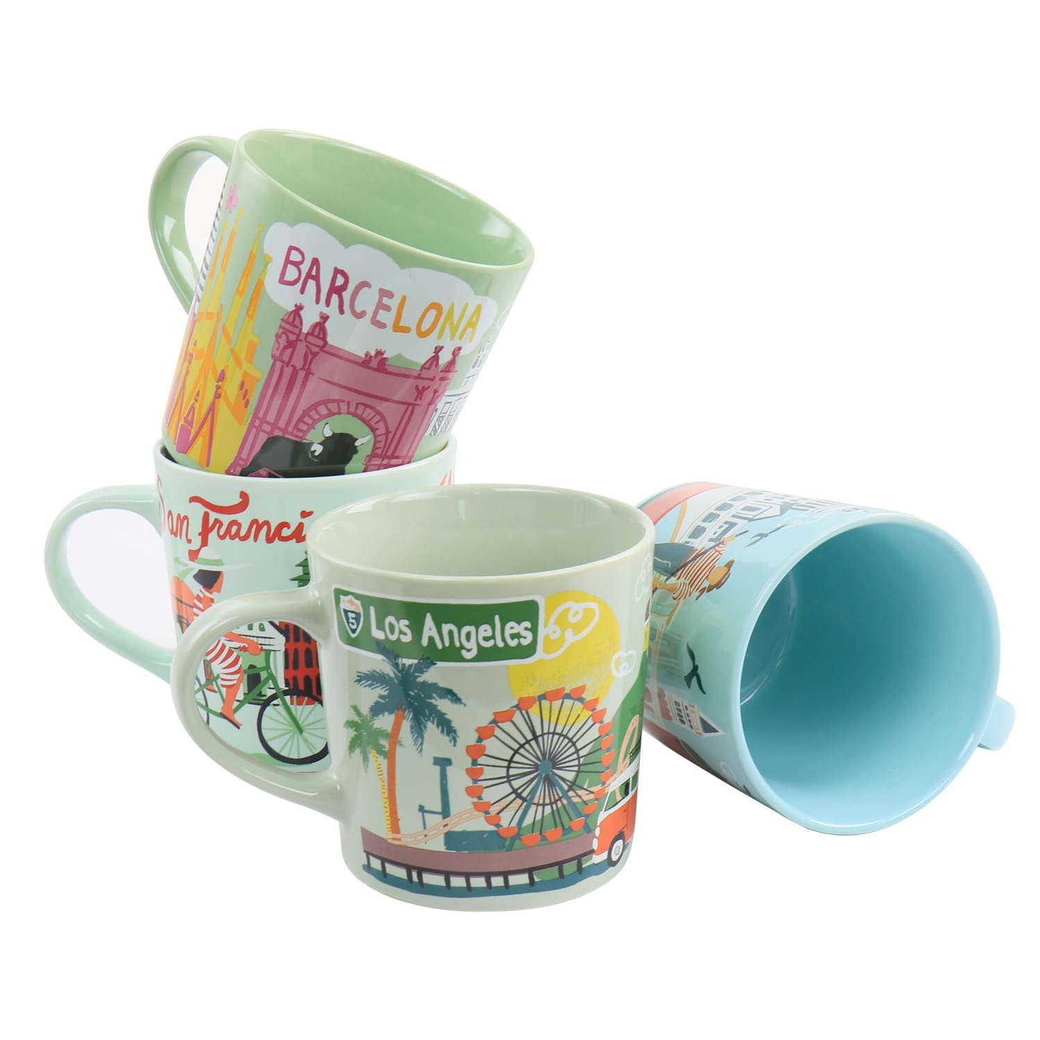 Gibson Home City Lights Ceramic Mugs, 17 Oz, Multicolor, Set Of 4 Mugs - Image 5