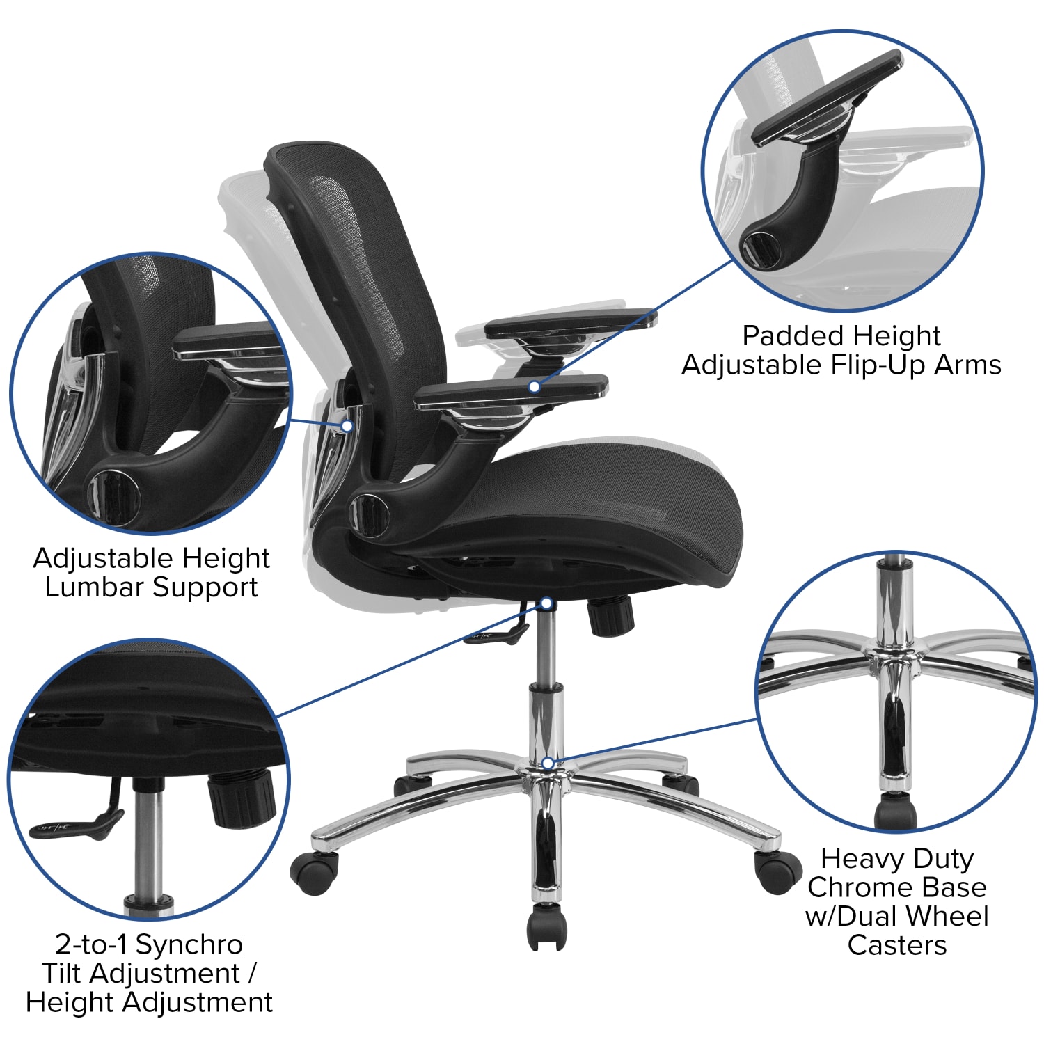 Flash Furniture Ergonomic Transparent Mesh Mid-Back Executive Office Chair, Black - Image 6