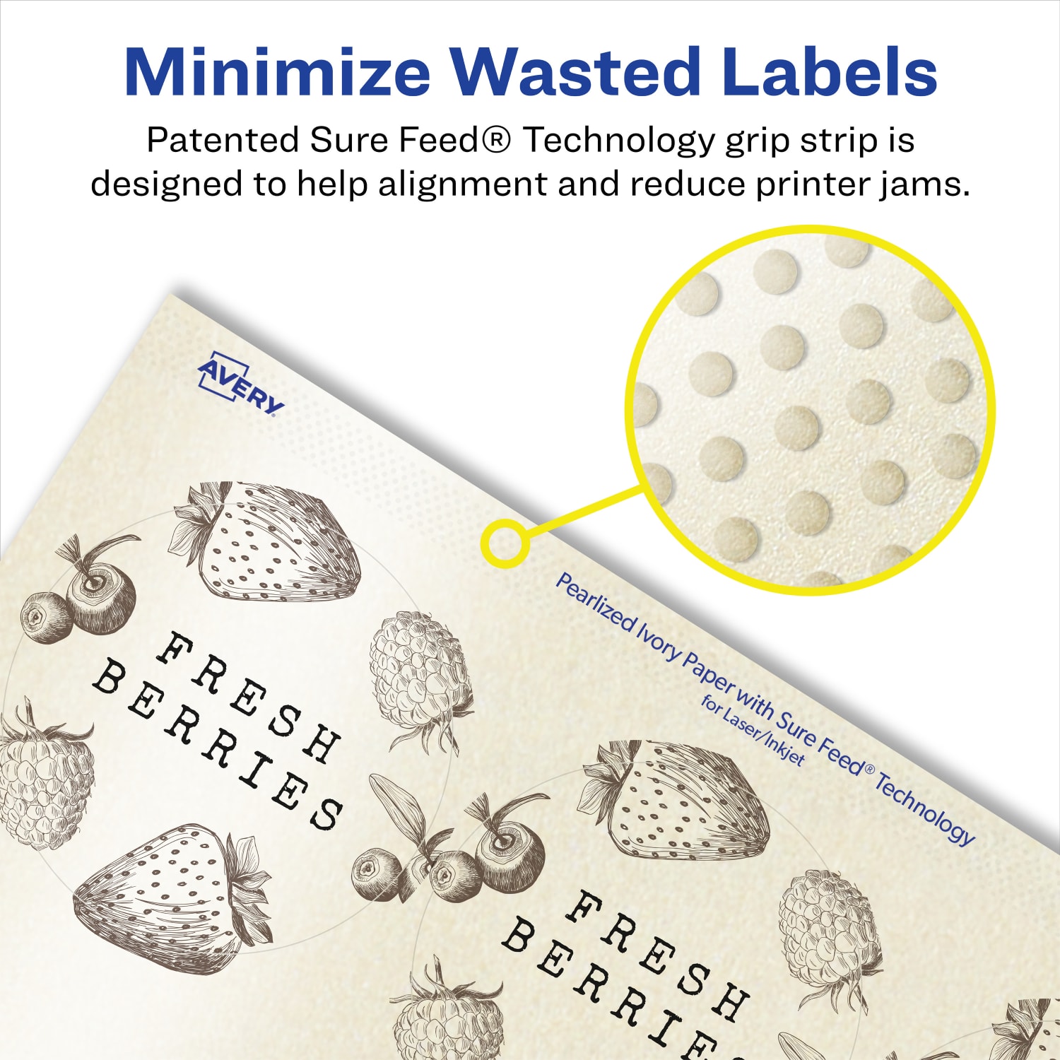 Avery Pearlized Permanent Labels With Sure Feed, 94512-PIP50, Round, 2-3/4in Diameter, Ivory, Pack Of 300 Labels - Image 5