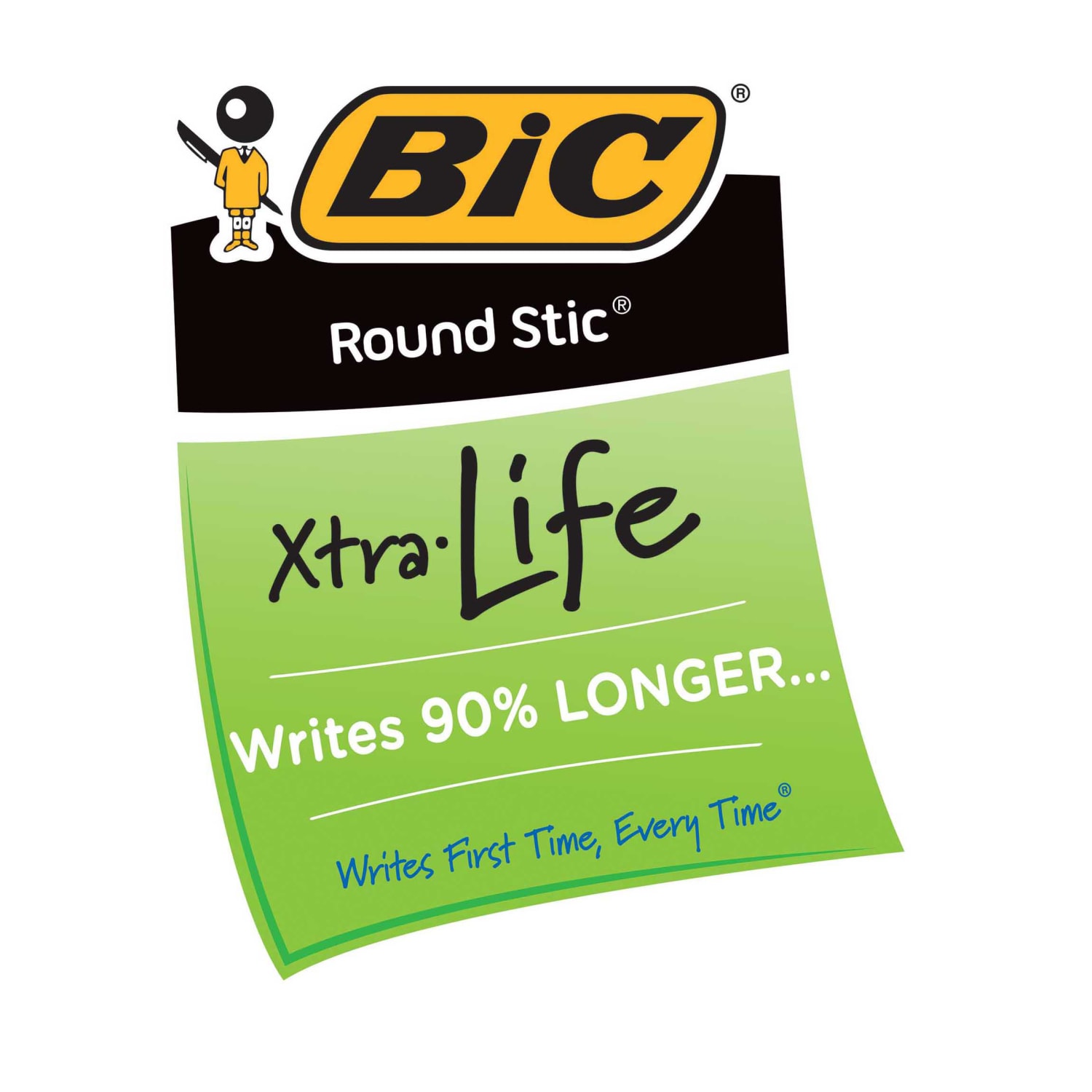 BIC Round Stic Ballpoint Pens, Medium Point, 1.0 mm, Translucent Barrel, Blue Ink, Pack Of 12 - Image 4