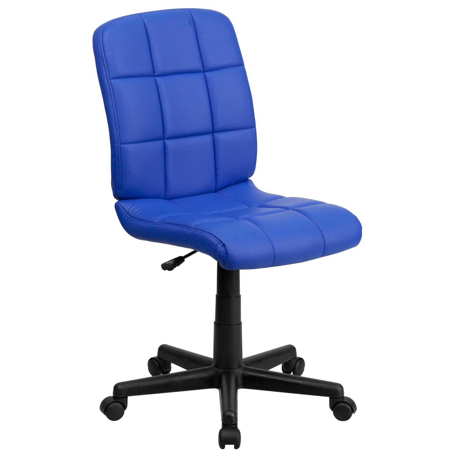Flash Furniture Quilted Vinyl Mid Back Swivel Task Chair Armeless BlueBlack PopularChairscom