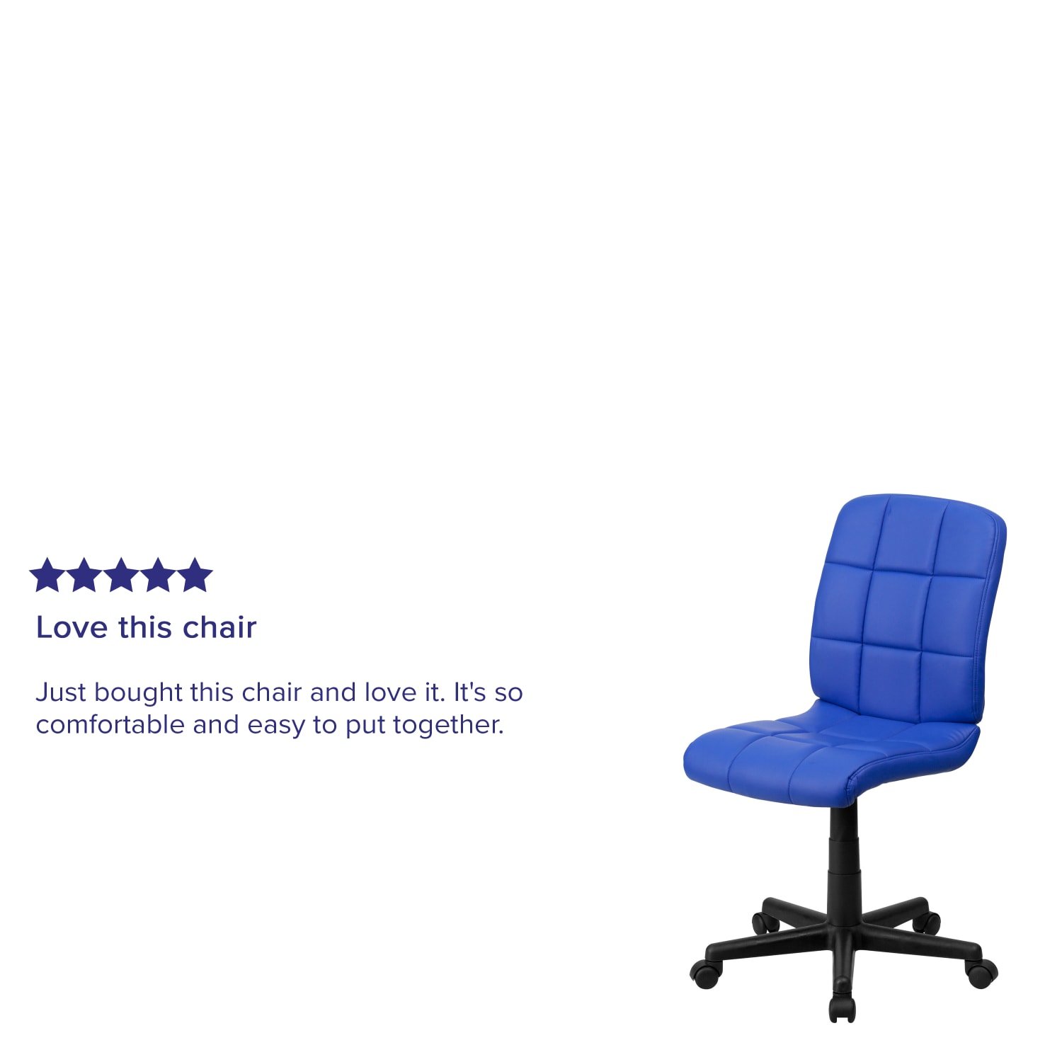 Flash Furniture Quilted Vinyl Mid Back Swivel Task Chair Armeless BlueBlack PopularChairscom