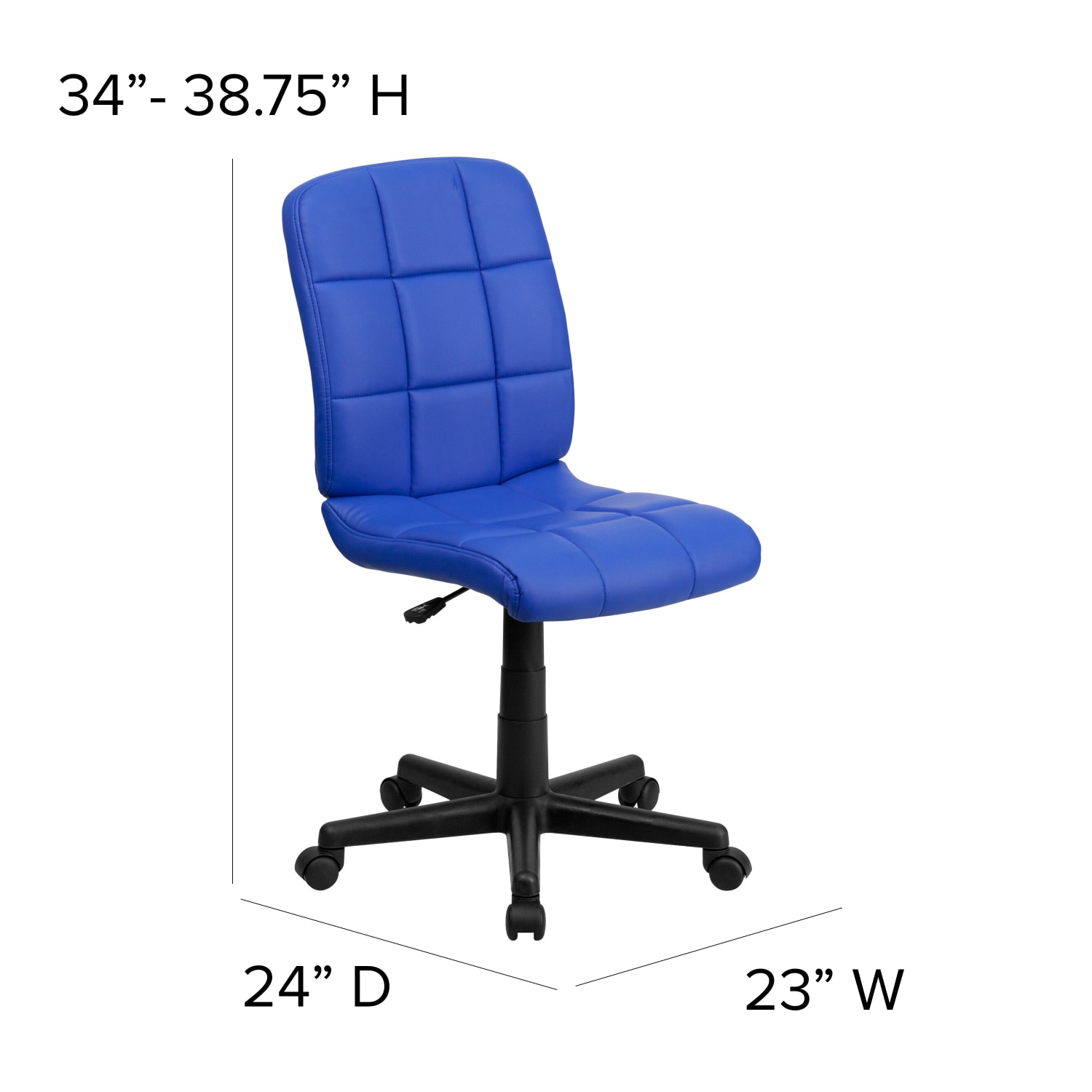 Flash Furniture Quilted Vinyl Mid Back Swivel Task Chair Armeless BlueBlack PopularChairscom