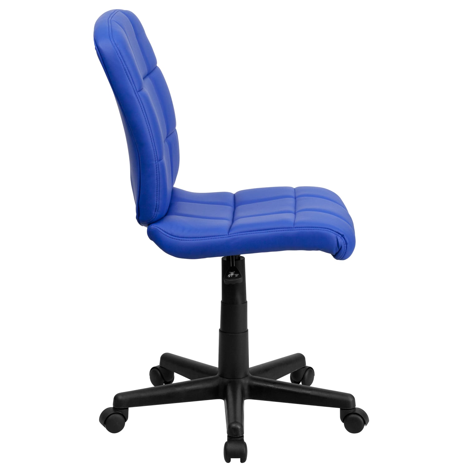 Flash Furniture Quilted Vinyl Mid Back Swivel Task Chair Armeless BlueBlack PopularChairscom