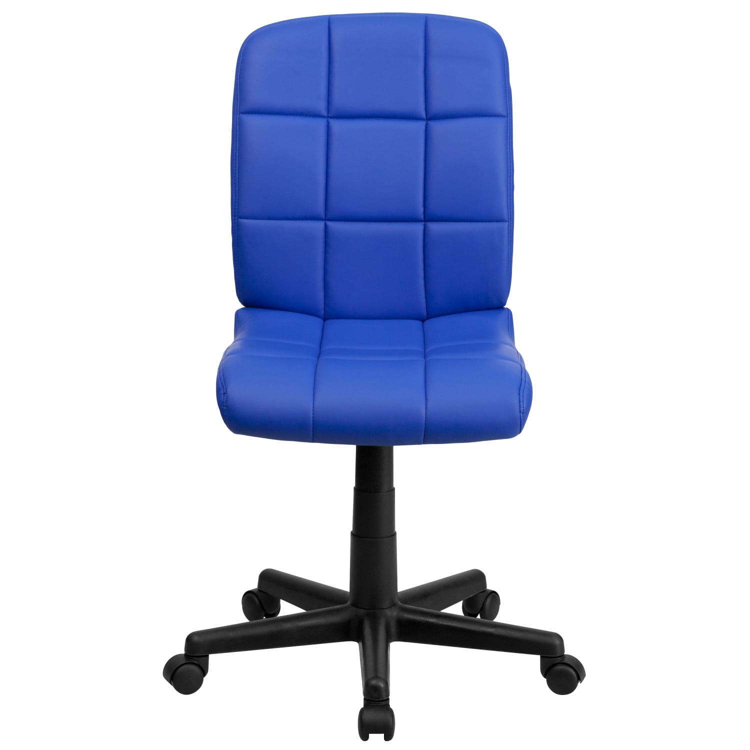 Flash Furniture Quilted Vinyl Mid Back Swivel Task Chair Armeless BlueBlack PopularChairscom