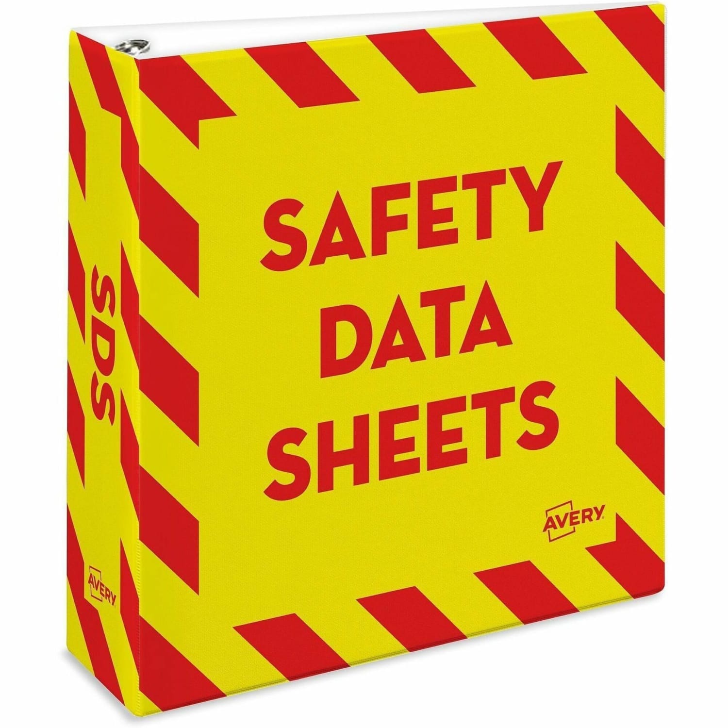 Avery Preprinted Safety Data Sheet 3-Ring Binder, 3in Rings, Yellow/Red