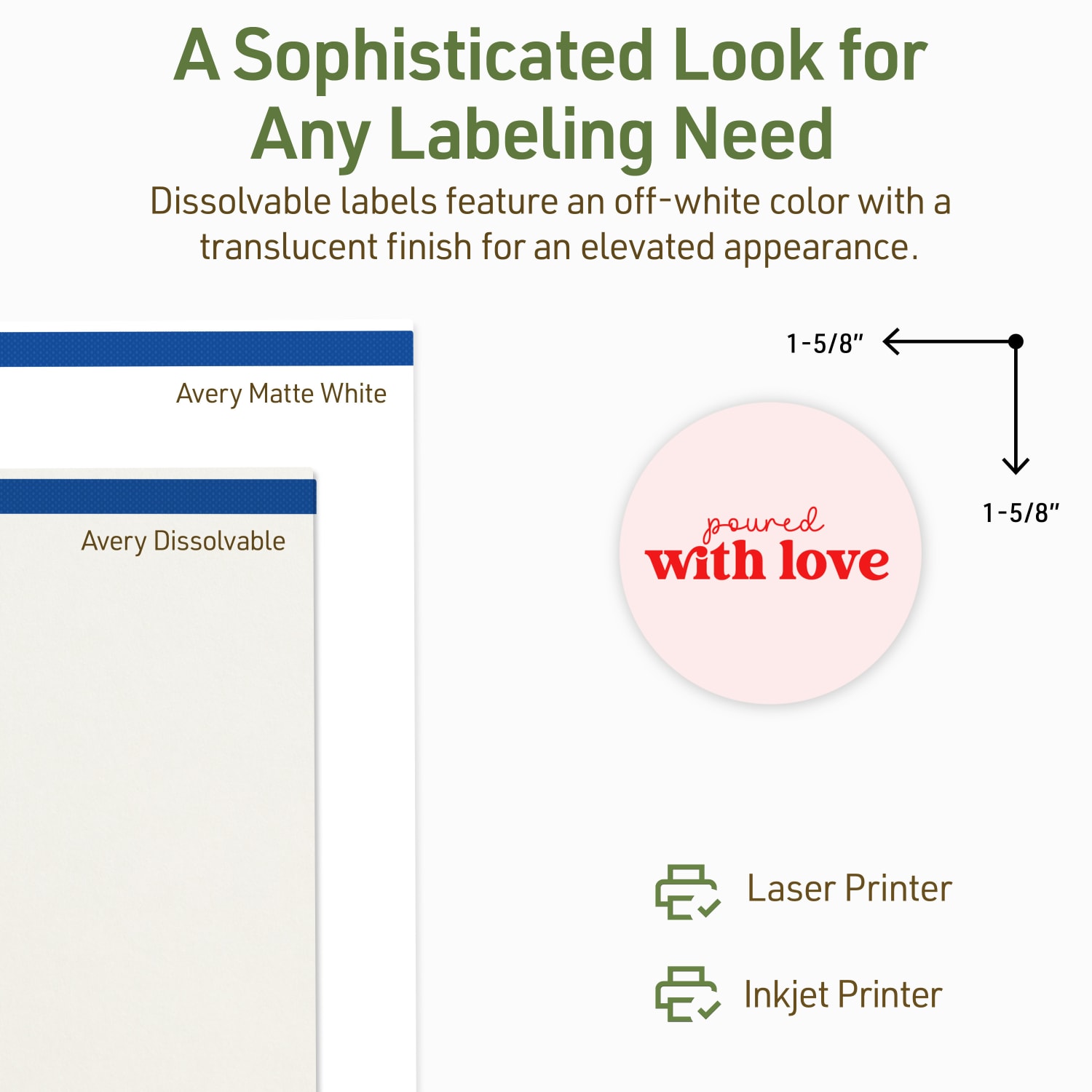 Avery Print-to-the-Edge Dissolvable Labels With Sure Feed Technology, 94507-DWMP5, Round, 1-5/8in, Matte Off-White, Pack Of 100 - Image 5
