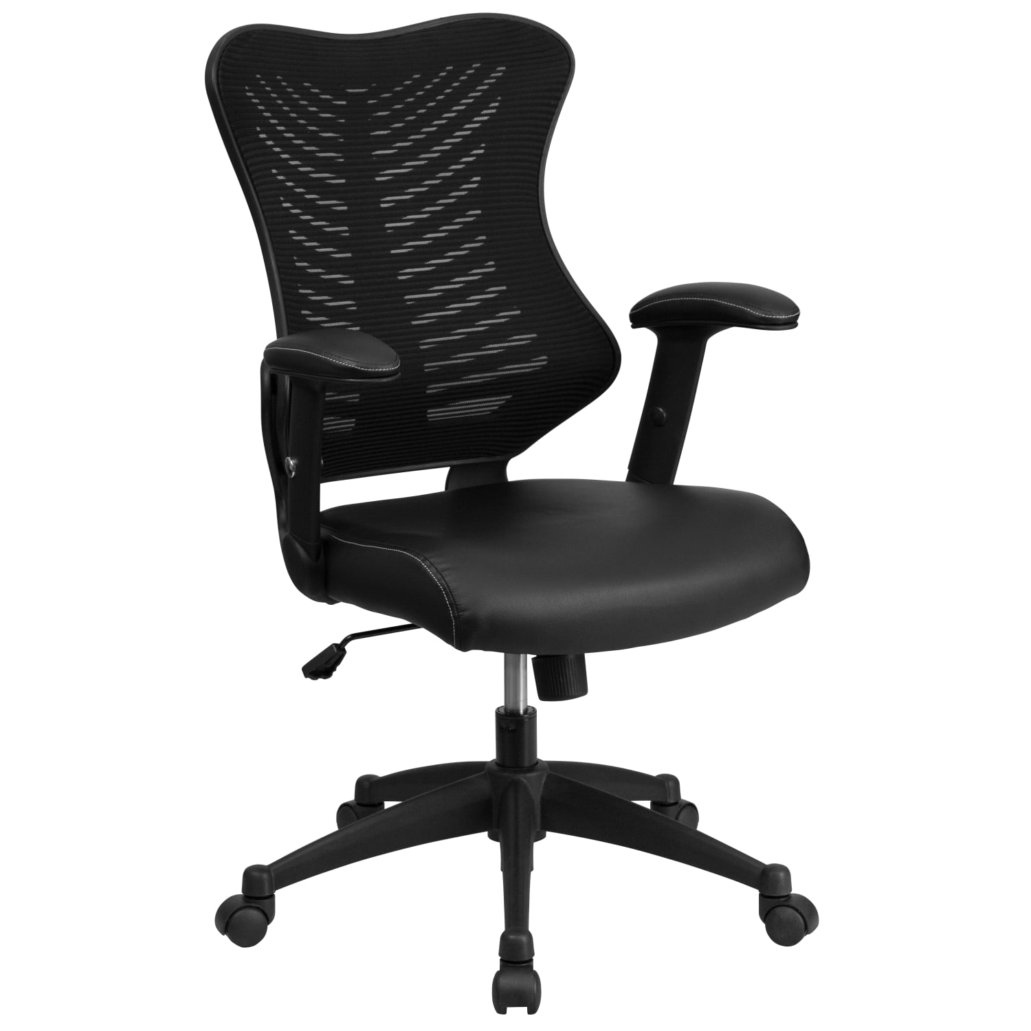 Flash Furniture Designer Ergonomic LeatherSoft Faux LeatherMesh High Back Chair Black PopularChairscom