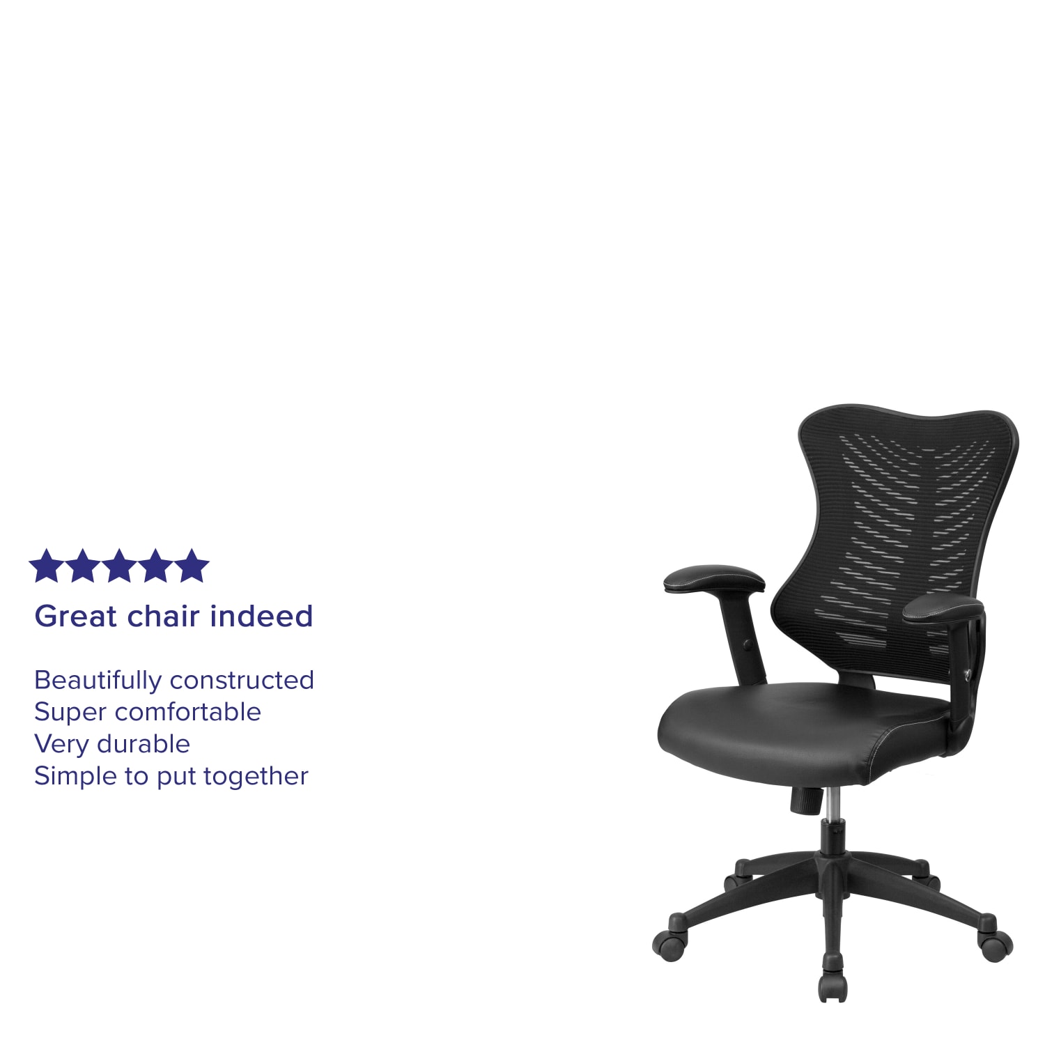 Flash Furniture Designer Ergonomic LeatherSoft Faux LeatherMesh High Back Chair Black PopularChairscom