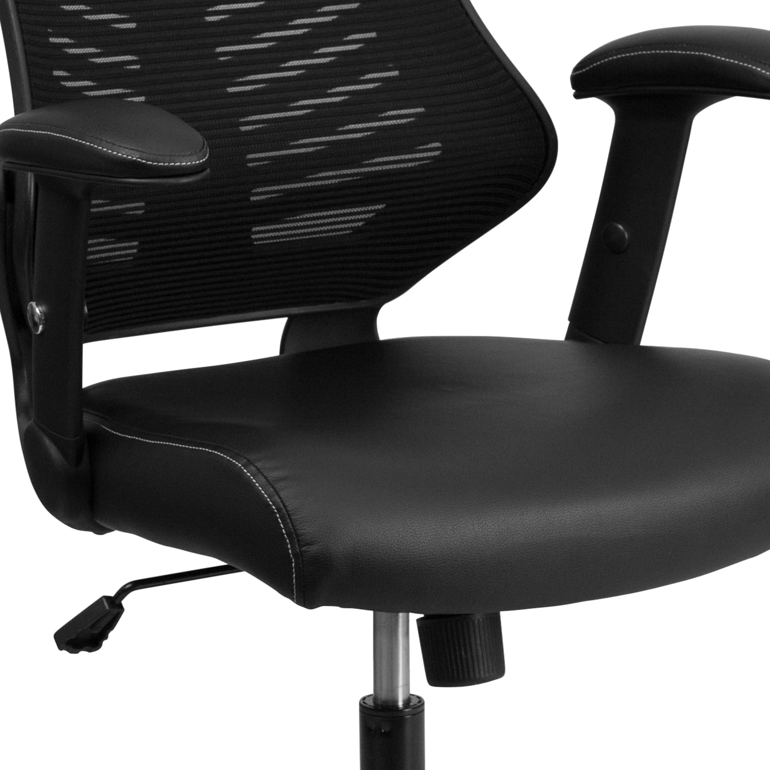 Flash Furniture Designer Ergonomic LeatherSoft Faux LeatherMesh High Back Chair Black PopularChairscom