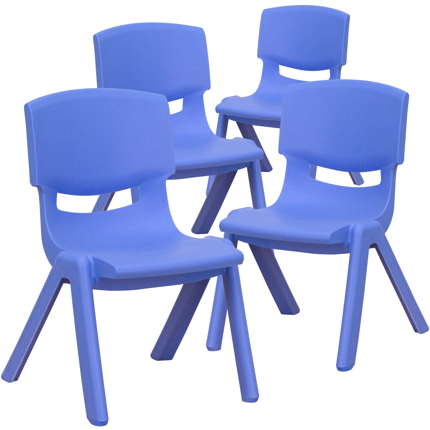 Flash Furniture Plastic Stackable School Chairs With 10 12in Seat Height Blue Set Of 4 Chairs PopularChairscom