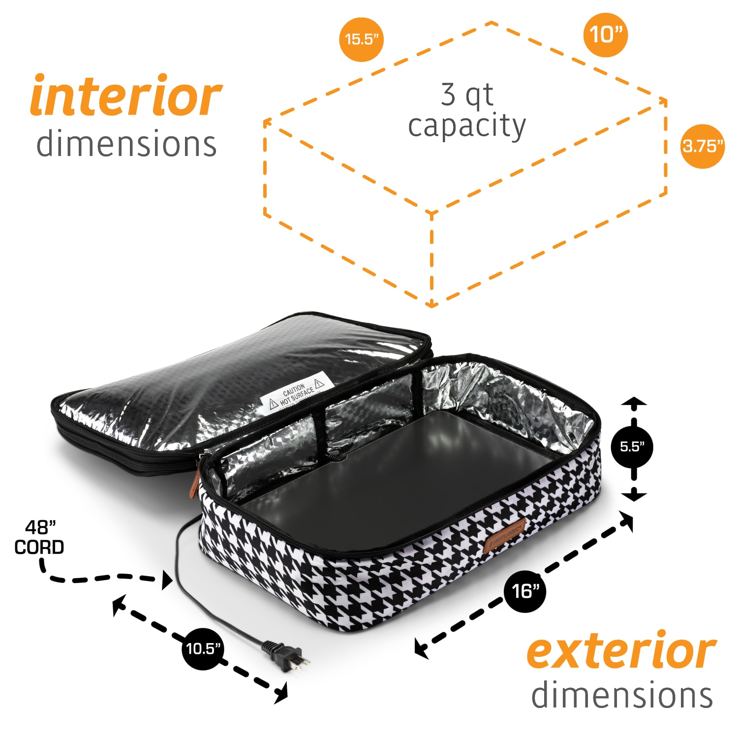 HOTLOGIC Portable Casserole Expandable Max Oven XP, Houndstooth - Image 4