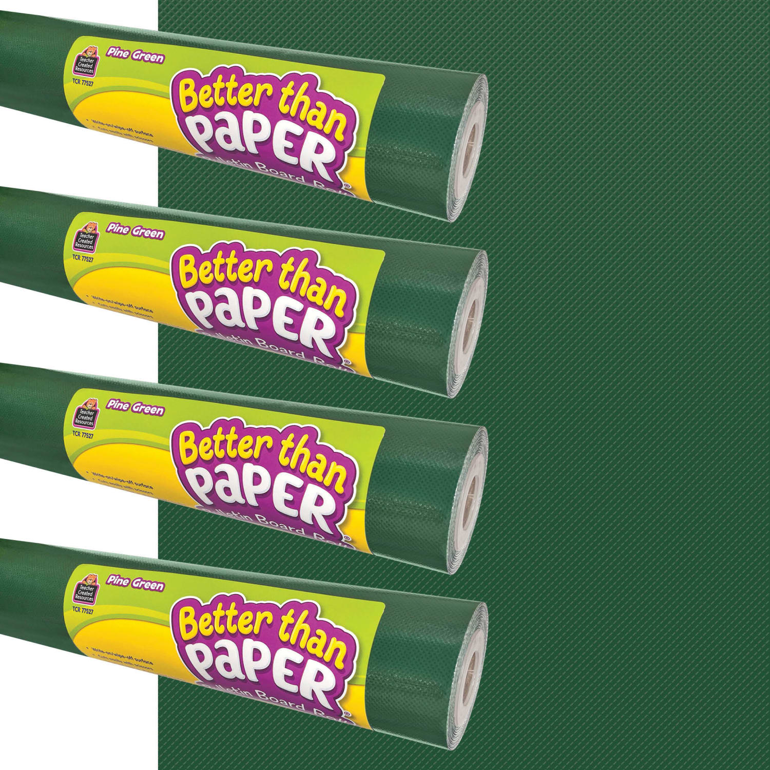 Teacher Created Resources Better Than Paper Bulletin Board Roll, 4ft x 12ft, Pine Green, 4-Pack