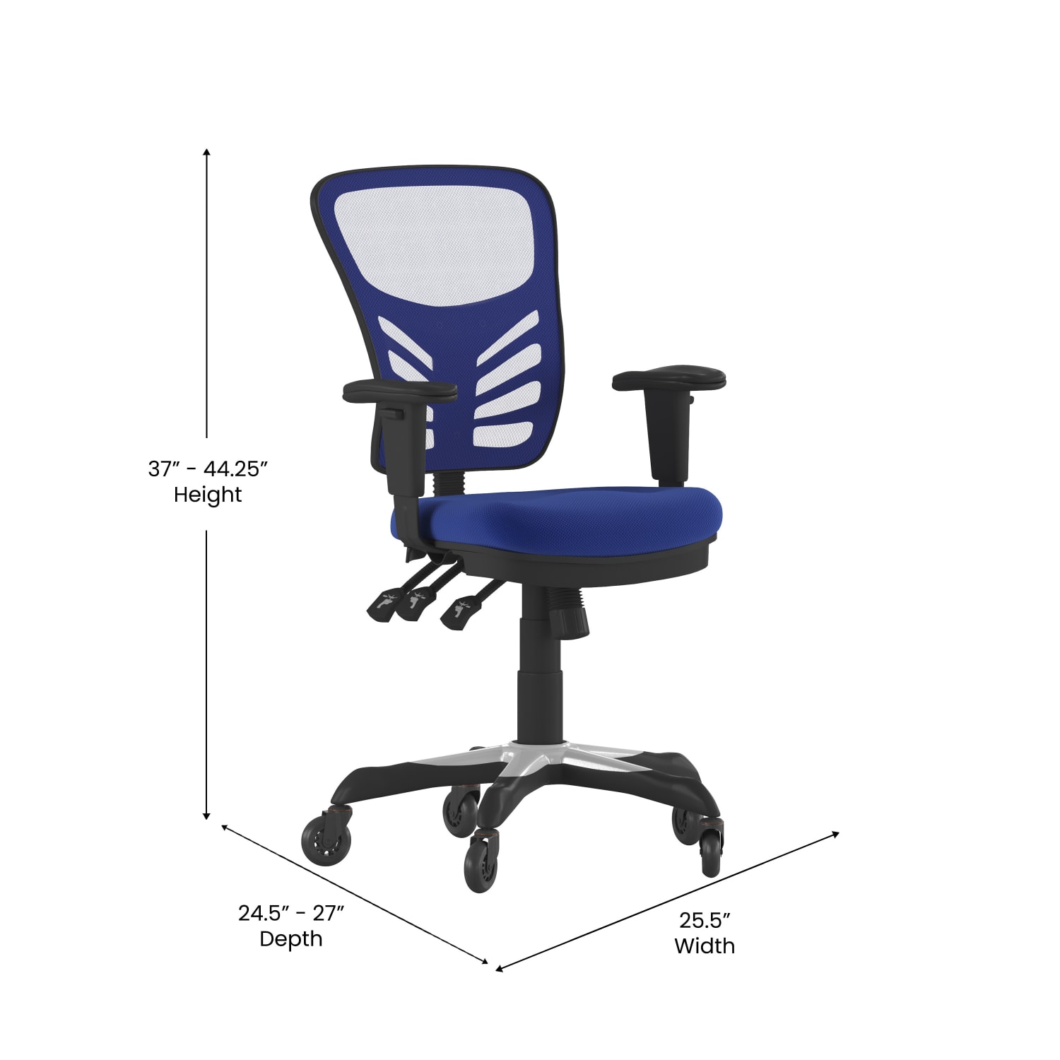 Flash Furniture Nicholas Ergonomic Mesh Mid-Back Multifunction Executive Swivel Office Chair, Blue/Black - Image 6