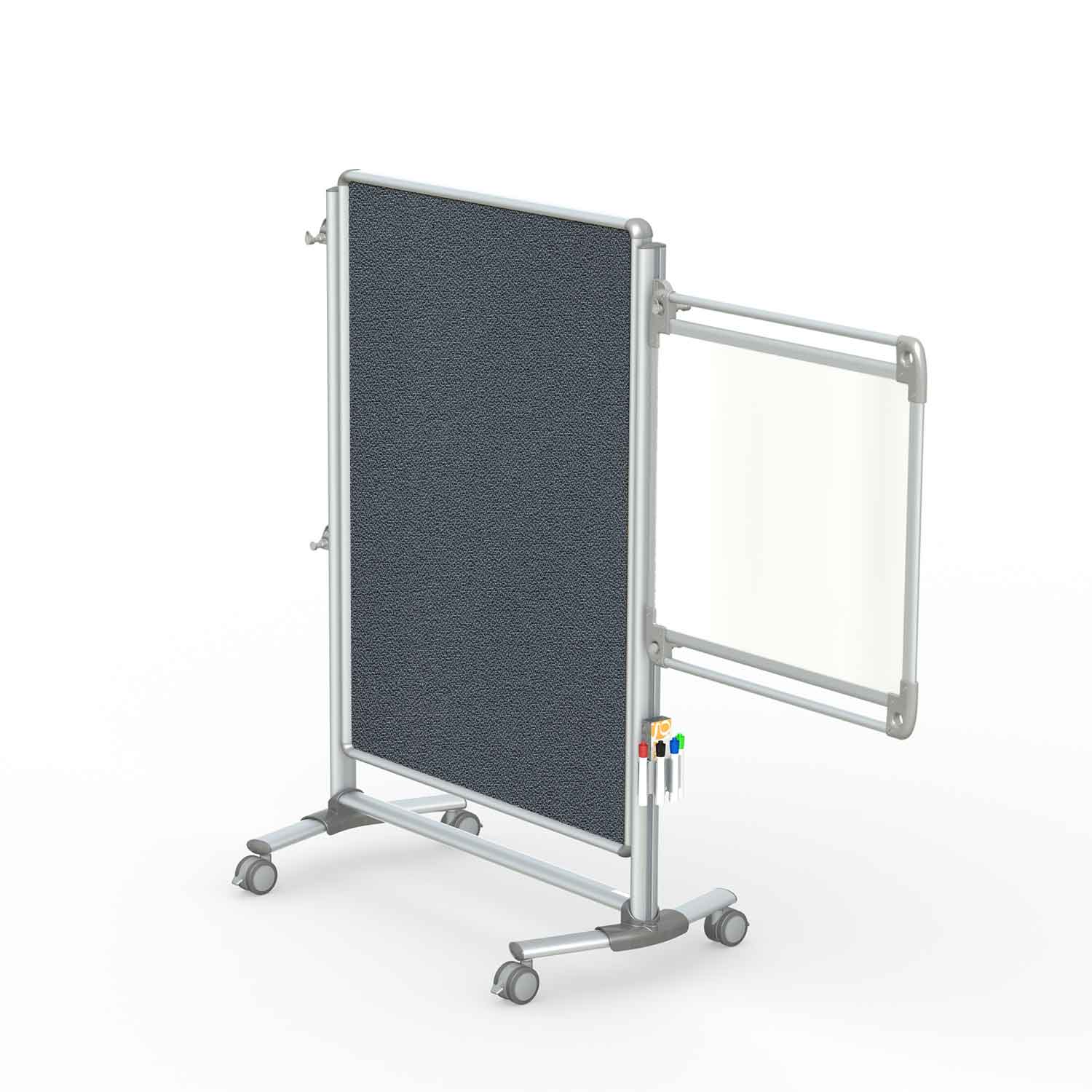 Ghent Nexus Jr. Partition Mobile Fabric Bulletin Board, 57-3/8inH x 40-3/8inW x 25-1/8inD, White/Gray - Image 3
