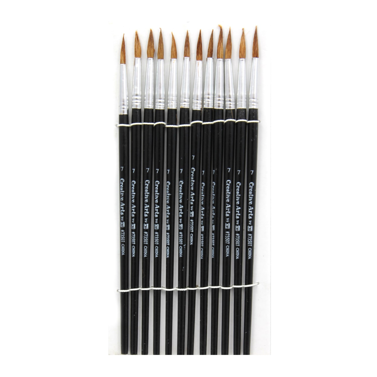 Charles Leonard Watercolor Paint Brushes, #7, 3/4in, Camel Hair/Black Handle, Set Of 12 Brushes, Pack Of 6 Sets - Image 3
