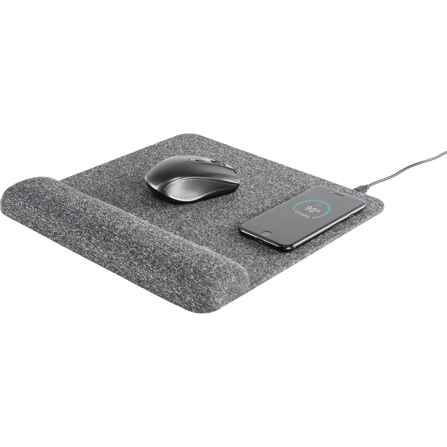 Allsop PowerTrack Plush Wireless Charging Mousepad, 11-13/16inL x 11-5/8inW x 1-7/8inD, Gray, ASP32304 - Image 3