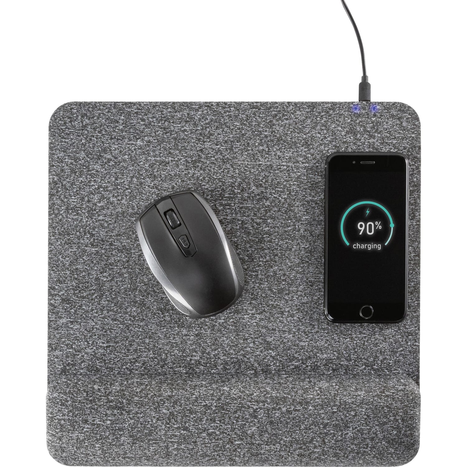 Allsop PowerTrack Plush Wireless Charging Mousepad, 11-13/16inL x 11-5/8inW x 1-7/8inD, Gray, ASP32304 - Image 4