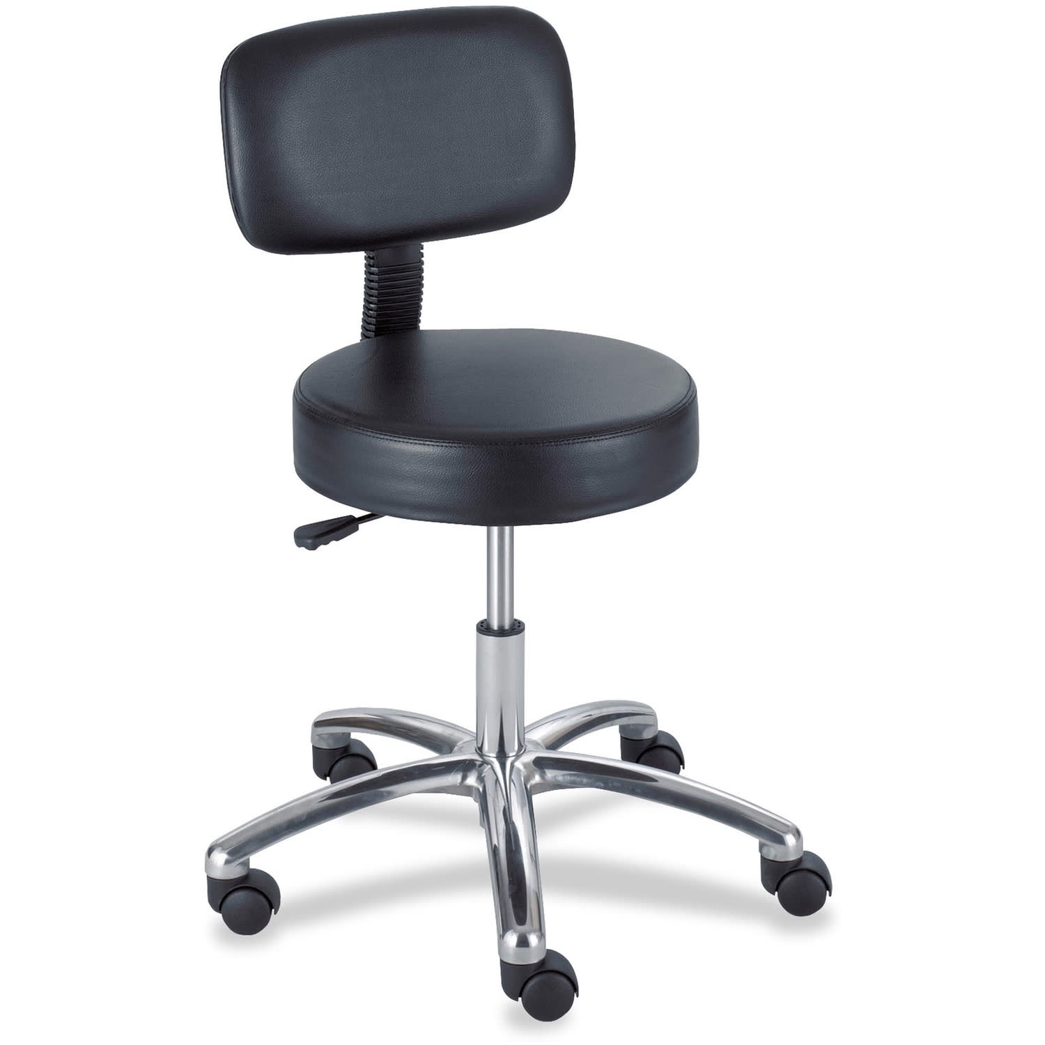 Safco Pneumatic-Lift Lab Stool With Back, Black/Chrome - Image 3
