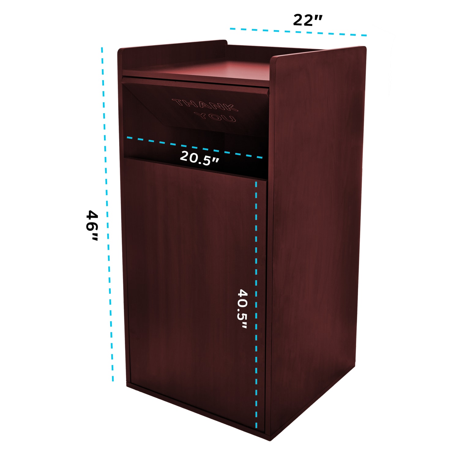 Alpine Trash Enclosure, 40 Gallons, 46inH x 22inW x 22inD, Mahogany - Image 6