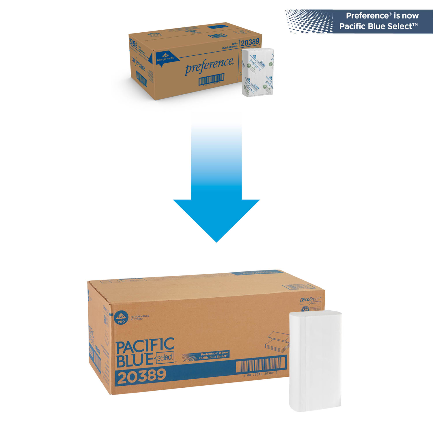Pacific Blue Select by GP PRO, 1-Ply, Multifold Towels, 9.2in X 9.4in, 40% Recycled, White, 250 Sheets per Pack, 16 Packs Per Case - Image 3