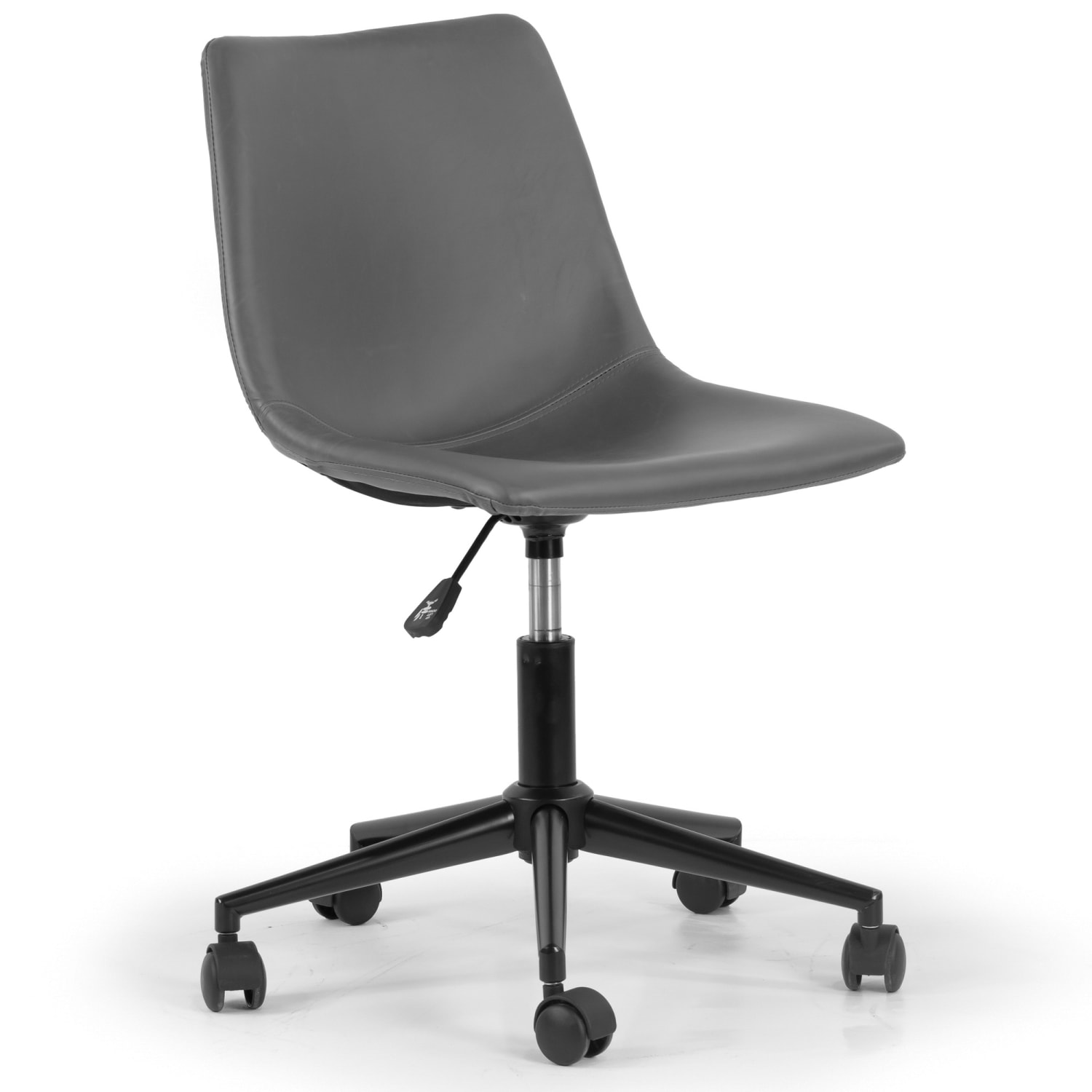 Glamour Home Adan Ergonomic Faux Leather Mid Back Adjustable Height Swivel Office Task Chair Gray PopularChairscom