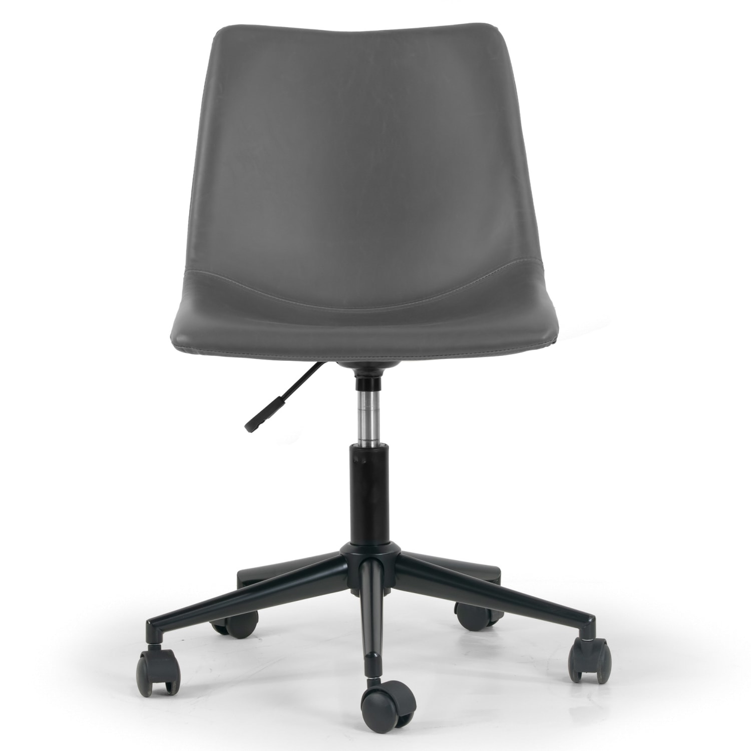 Glamour Home Adan Ergonomic Faux Leather Mid-Back Adjustable Height Swivel Office Task Chair, Gray - Image 3