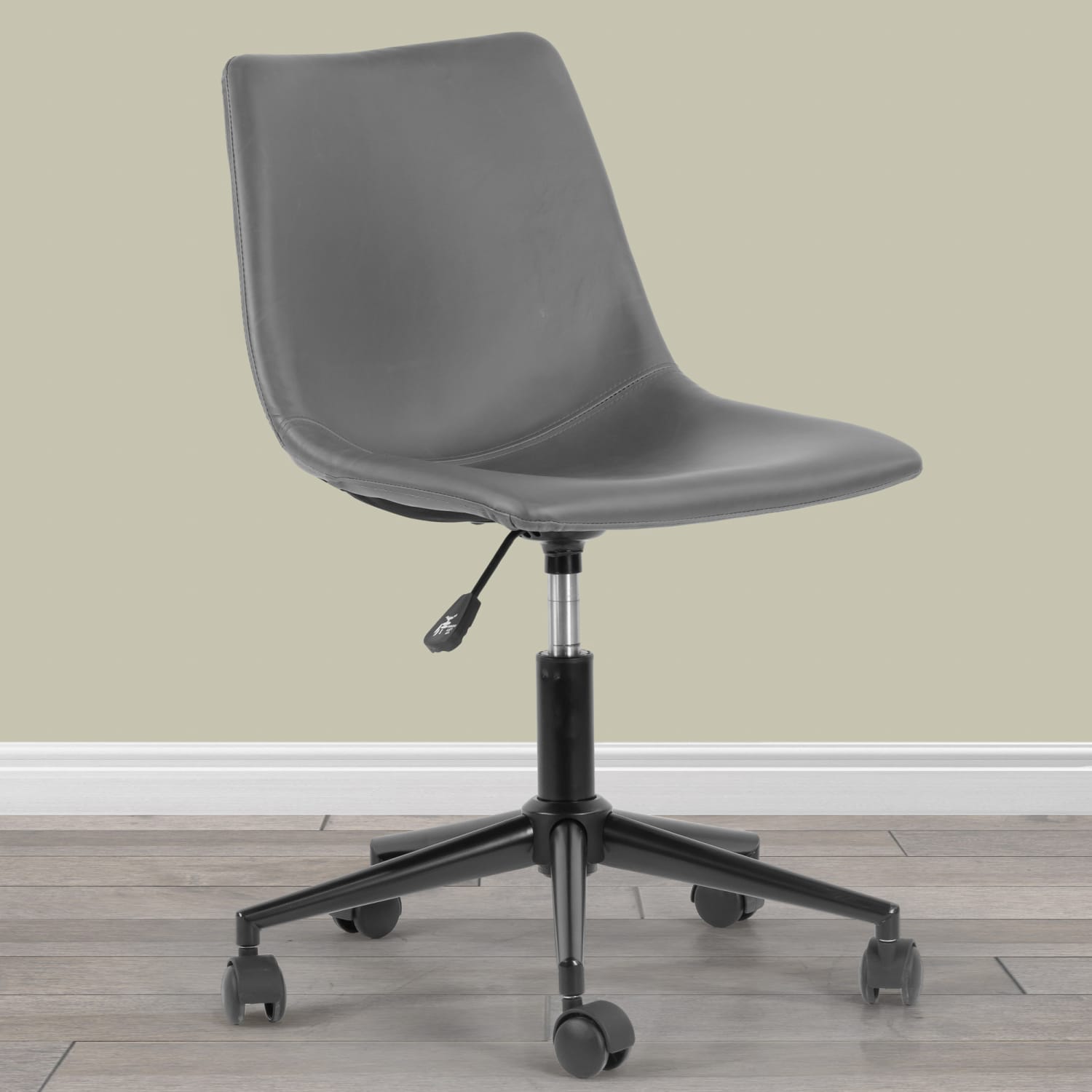 Glamour Home Adan Ergonomic Faux Leather Mid-Back Adjustable Height Swivel Office Task Chair, Gray - Image 8
