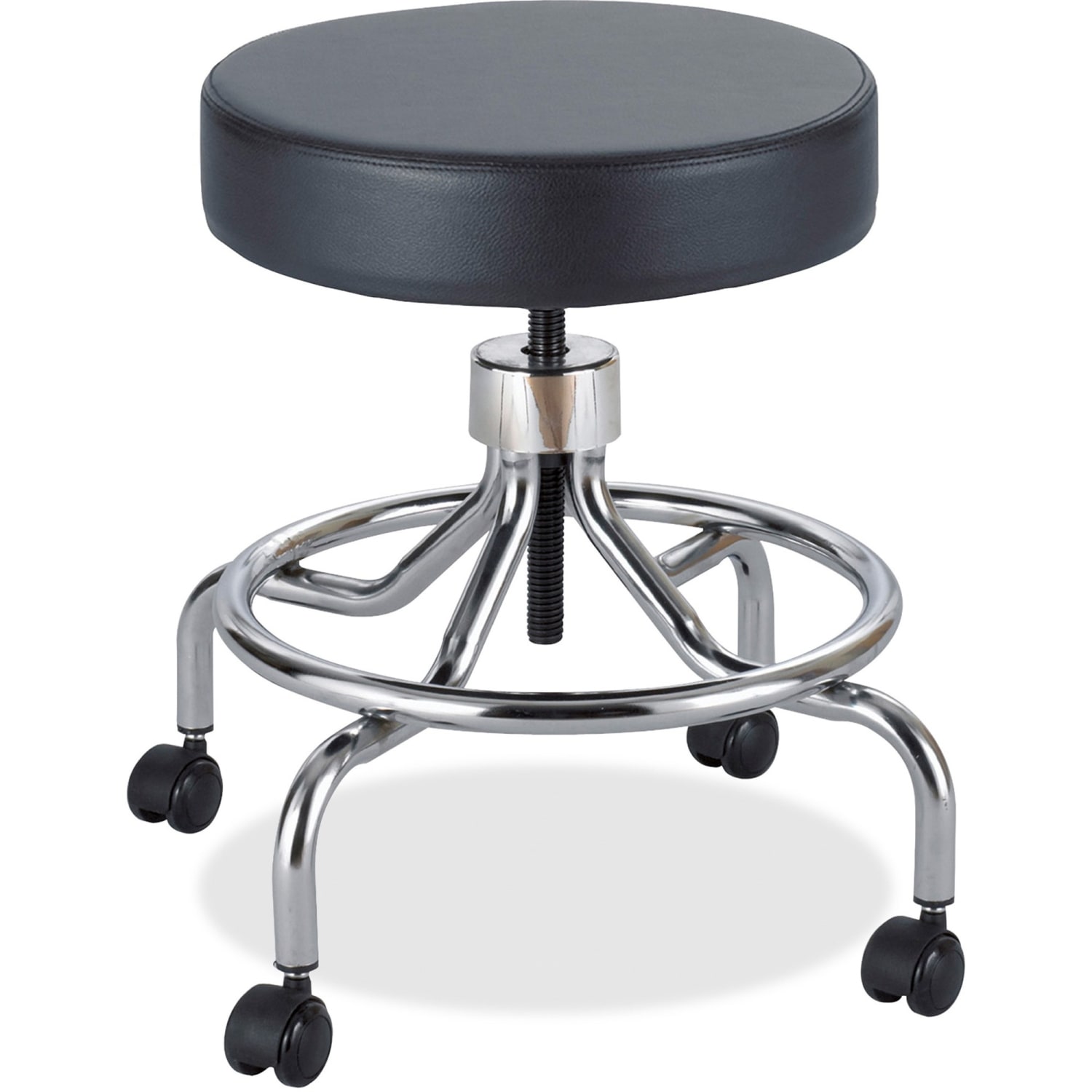 Safco Screw-Lift Lab Stool, 25inH x 23inW x 23inD, Black/Chrome - Image 4
