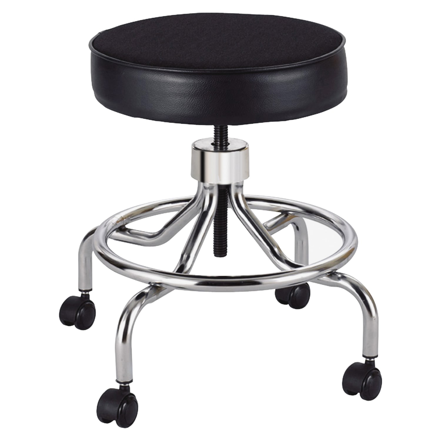 Safco Screw-Lift Lab Stool, 25inH x 23inW x 23inD, Black/Chrome - Image 3