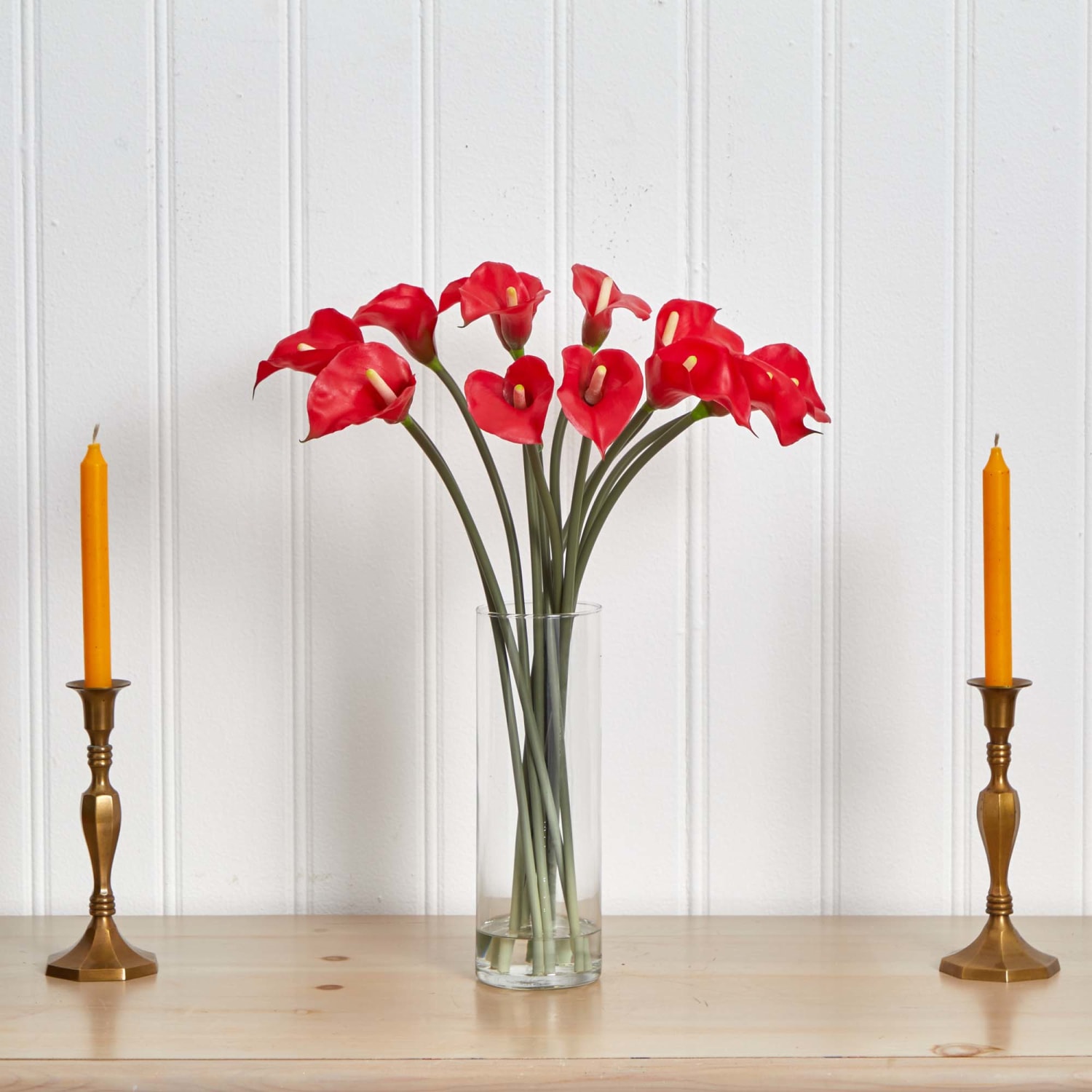 Nearly Natural Mini Calla Lily 20inH Plastic Silk Flower Arrangement With Vase, 20inH x 15inW x 15inD, Red - Image 5