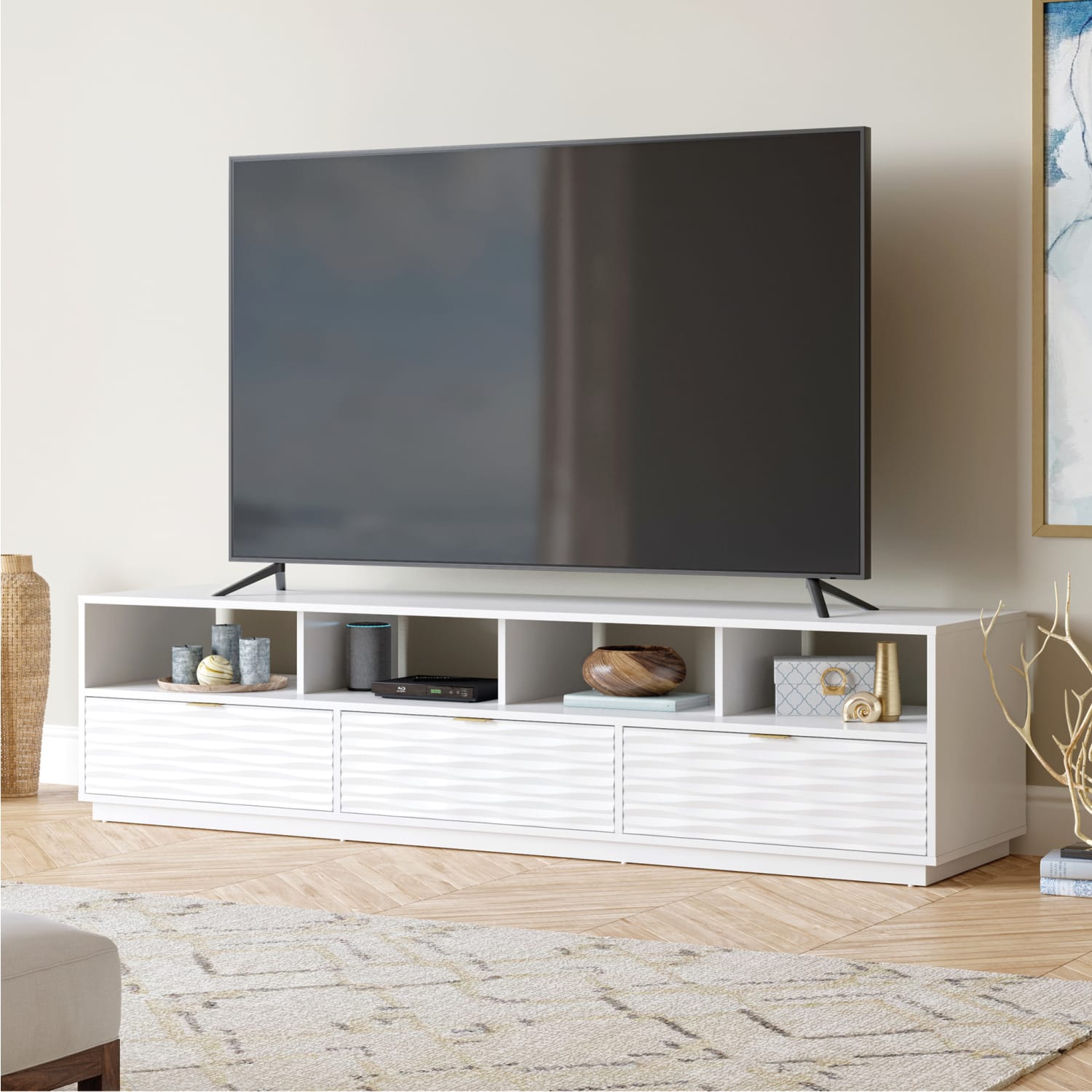 Sauder Morgan Main Entertainment Credenza, 19-1/3inH x 80inW x 20inD, White - Image 3