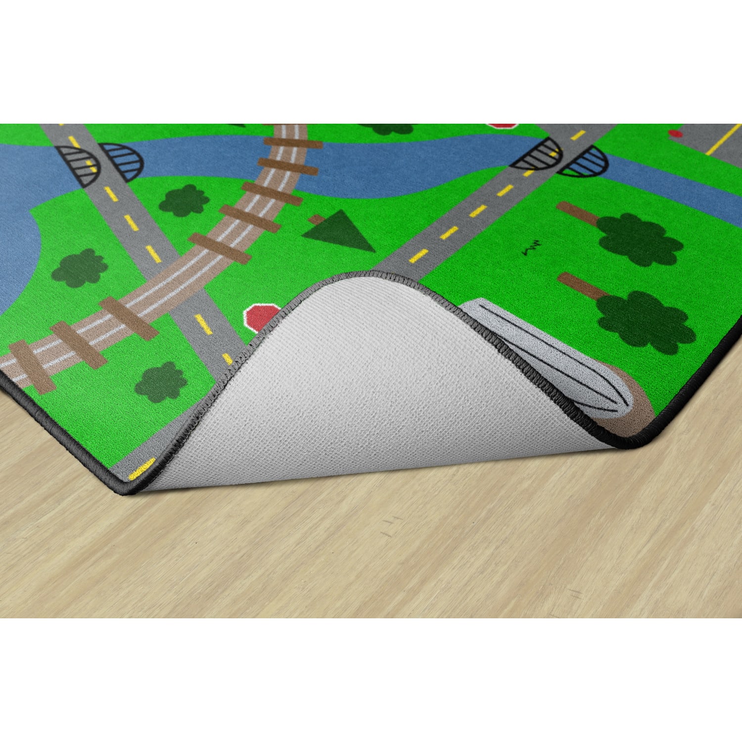 Flagship Carpets Our City Roads Area Rug, 6ftH x 8ft4inW, Green/Blue - Image 4