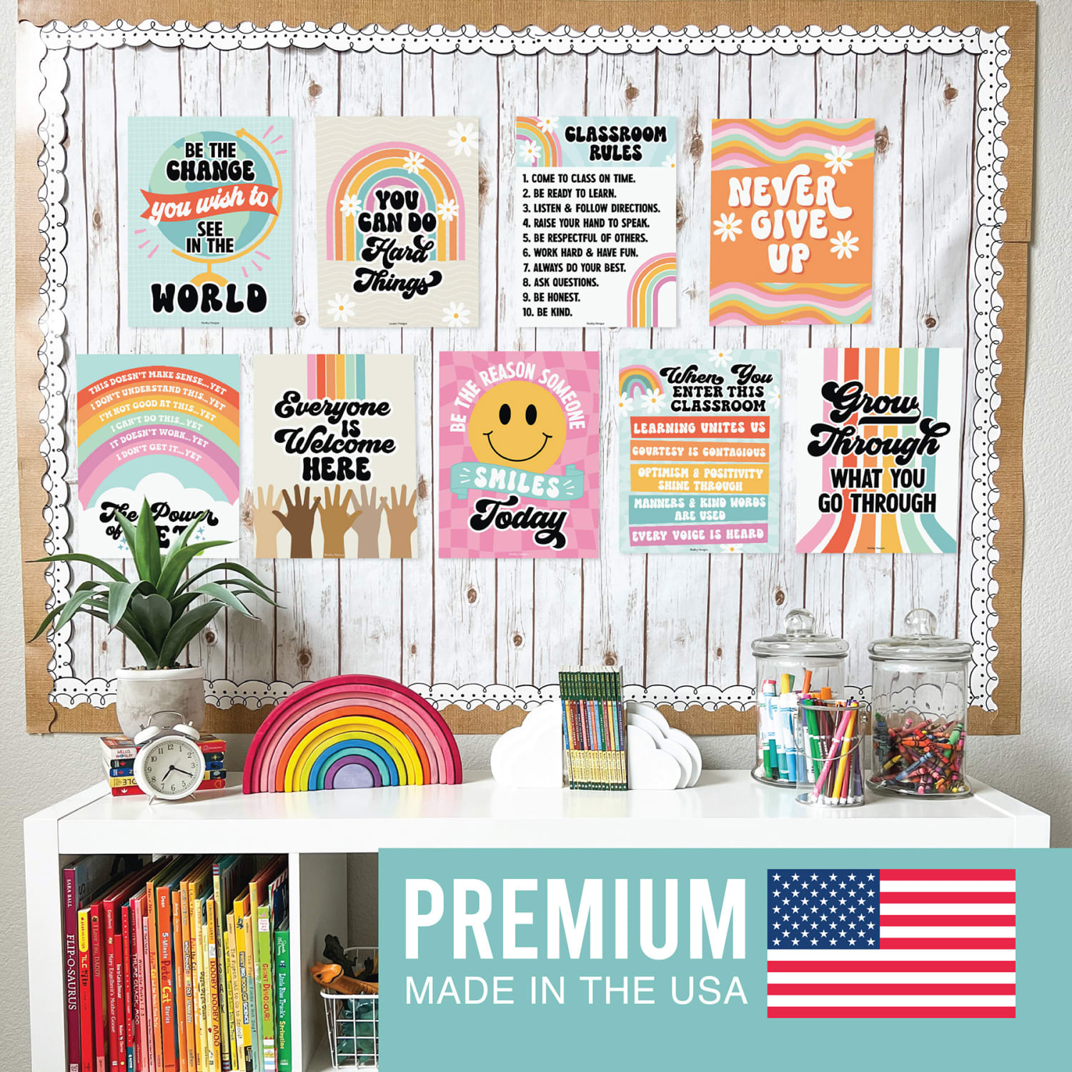Hadley Designs Posters, Retro Growth Mindset Classroom Decor Posters, Set Of 9 - Image 3