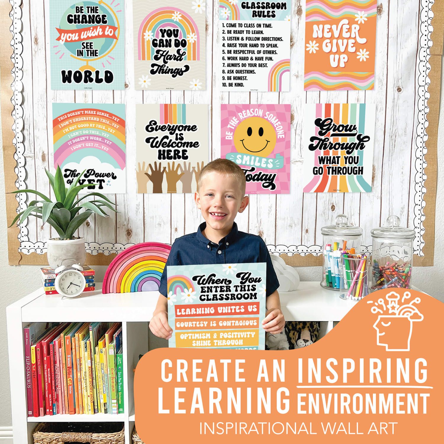 Hadley Designs Posters, Retro Growth Mindset Classroom Decor Posters, Set Of 9 - Image 4