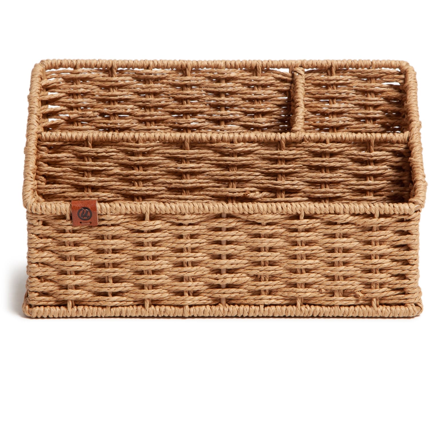 U Brands Woven All-in-1 Desk Organizer - 3 Compartment(s) - 5.70in Height x 10.20in Width x 4.90in Depth - Sturdy - Brown - 1 Each - Image 3