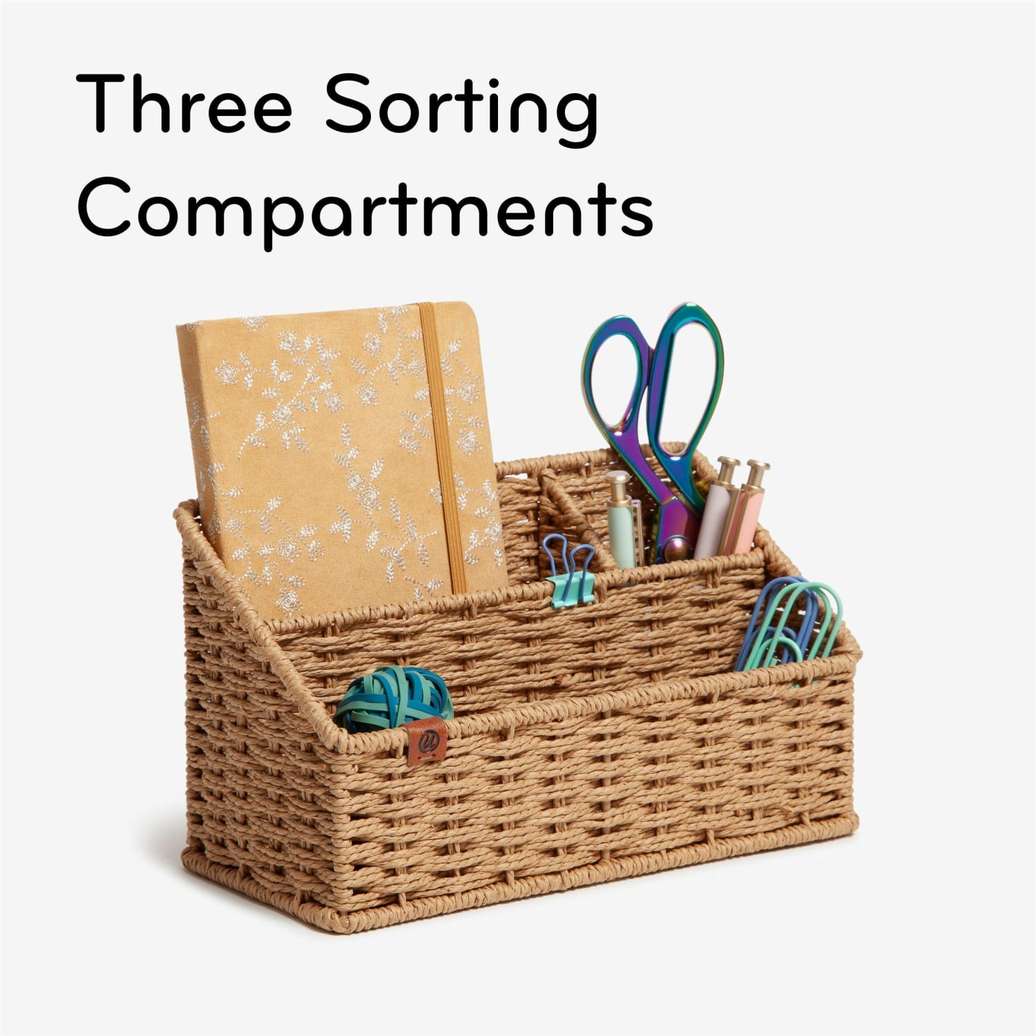 U Brands Woven All-in-1 Desk Organizer - 3 Compartment(s) - 5.70in Height x 10.20in Width x 4.90in Depth - Sturdy - Brown - 1 Each - Image 5