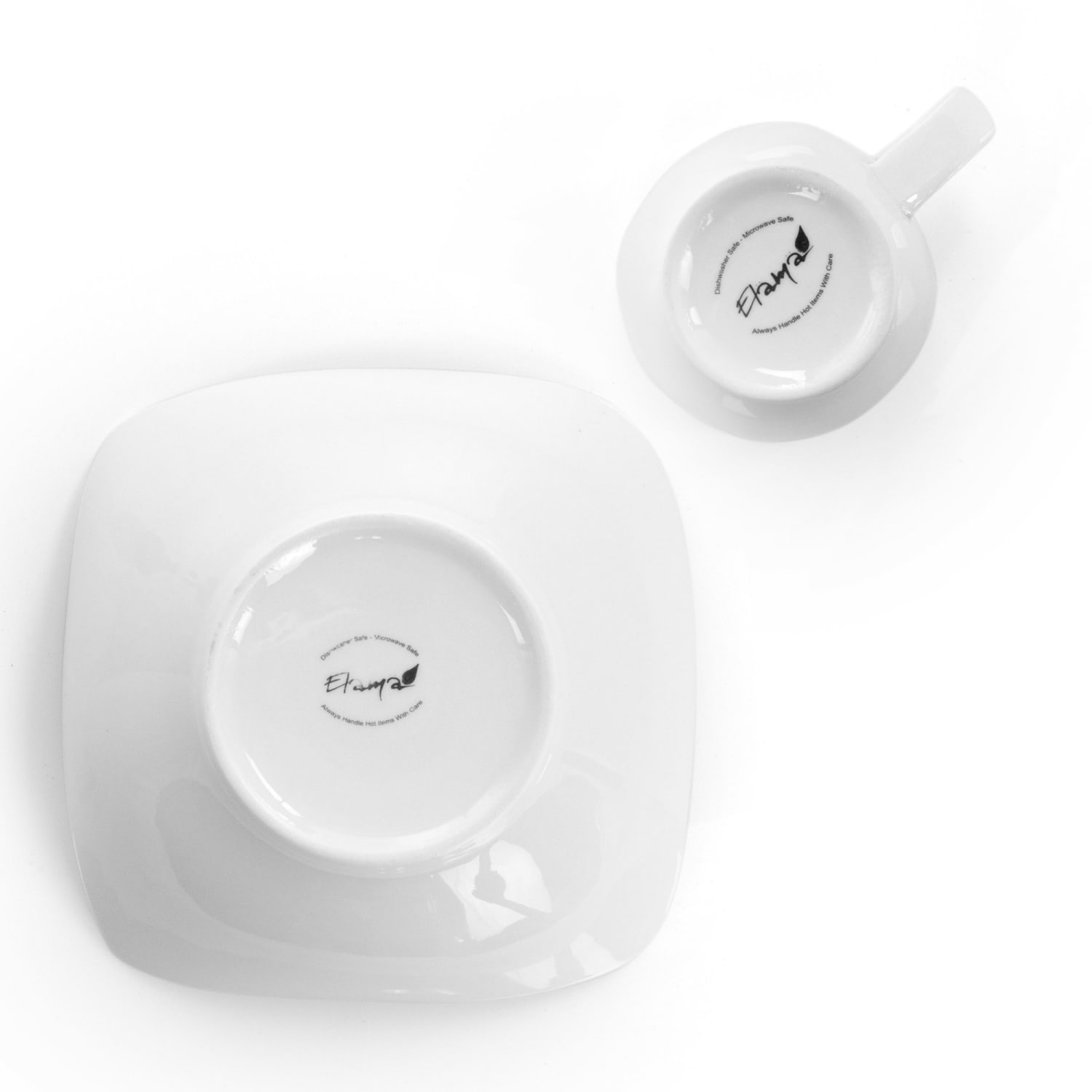Elama Hayes 16-Piece Square Porcelain Dinnerware Set, White - Image 4