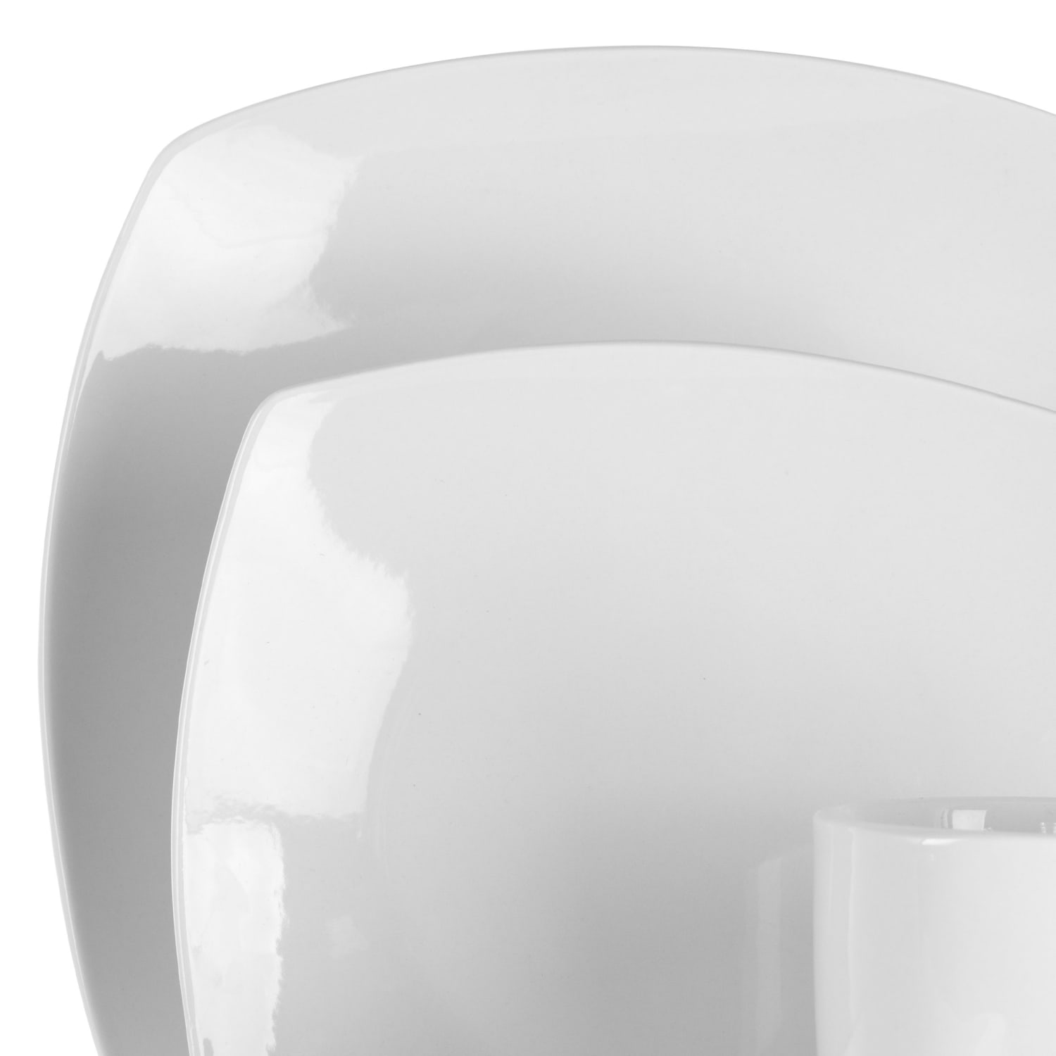 Elama Hayes 16-Piece Square Porcelain Dinnerware Set, White - Image 6